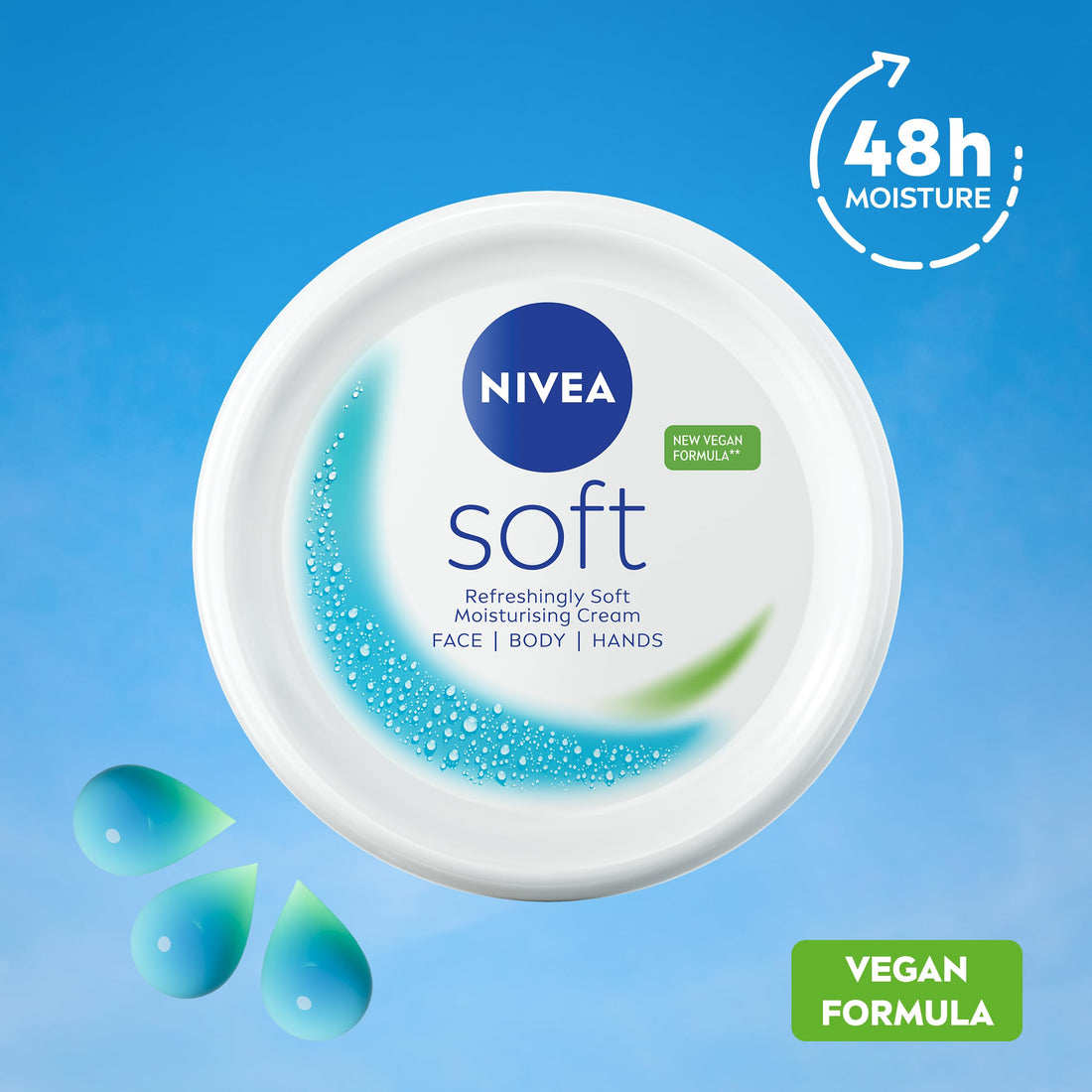 NIVEA Soft Moisturising Cream (75ml), 48H Moisturising Cream for Face, Body and Hands with Vitamin E and Jojoba Oil, Hand Lotion Moisturises Deeply, Vegan Formula Day Moisturiser