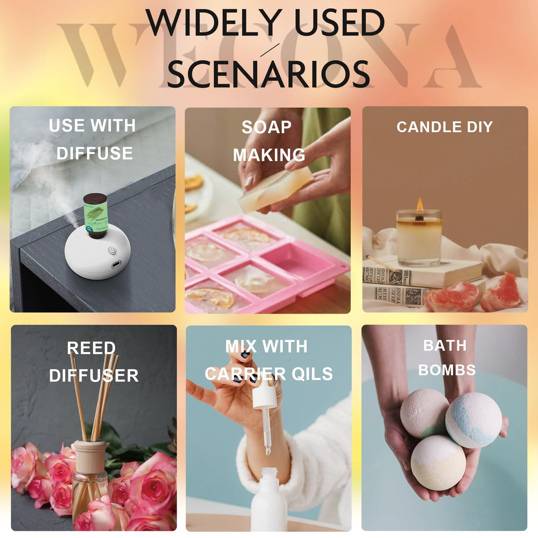 Premium Hotel Fragrance Oil Collection for Diffusers, Essential Oils for Diffusers for Home, Hotel Diffuser Fragrance Oils,Spa & Candle Making, White Tea, Citrus Luxe, Velvet Night and More - 6x10ml