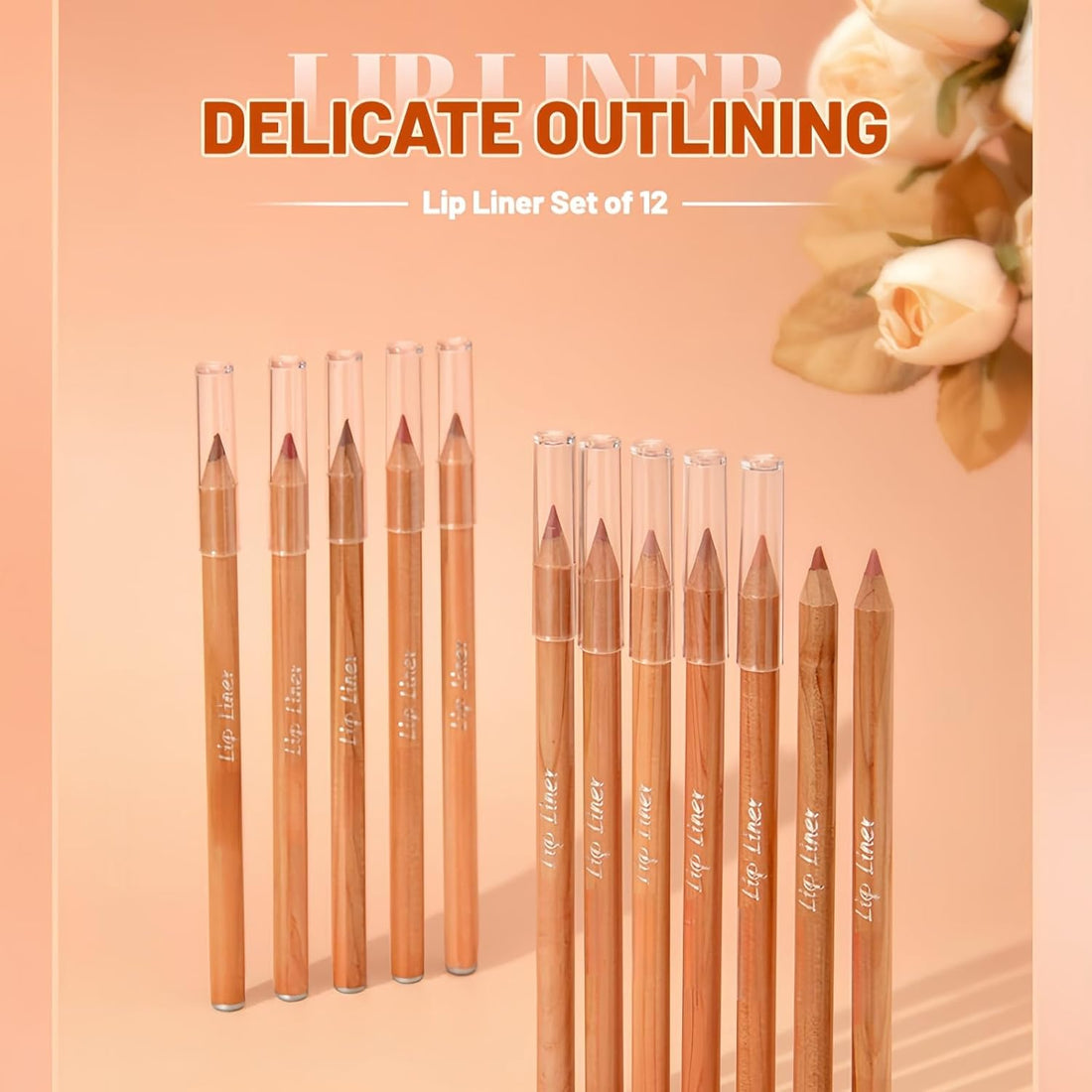 12PCS Matte Lip Liner & Gloss Set, Long-Lasting Nude Lip Liner Pencils, Lip Kit with Lip Stain & Matte Lipstick, 12 Color Lip Liner Stain from Deep to Shallow, Makeup Gift Set for Everyday Wear Halalzen