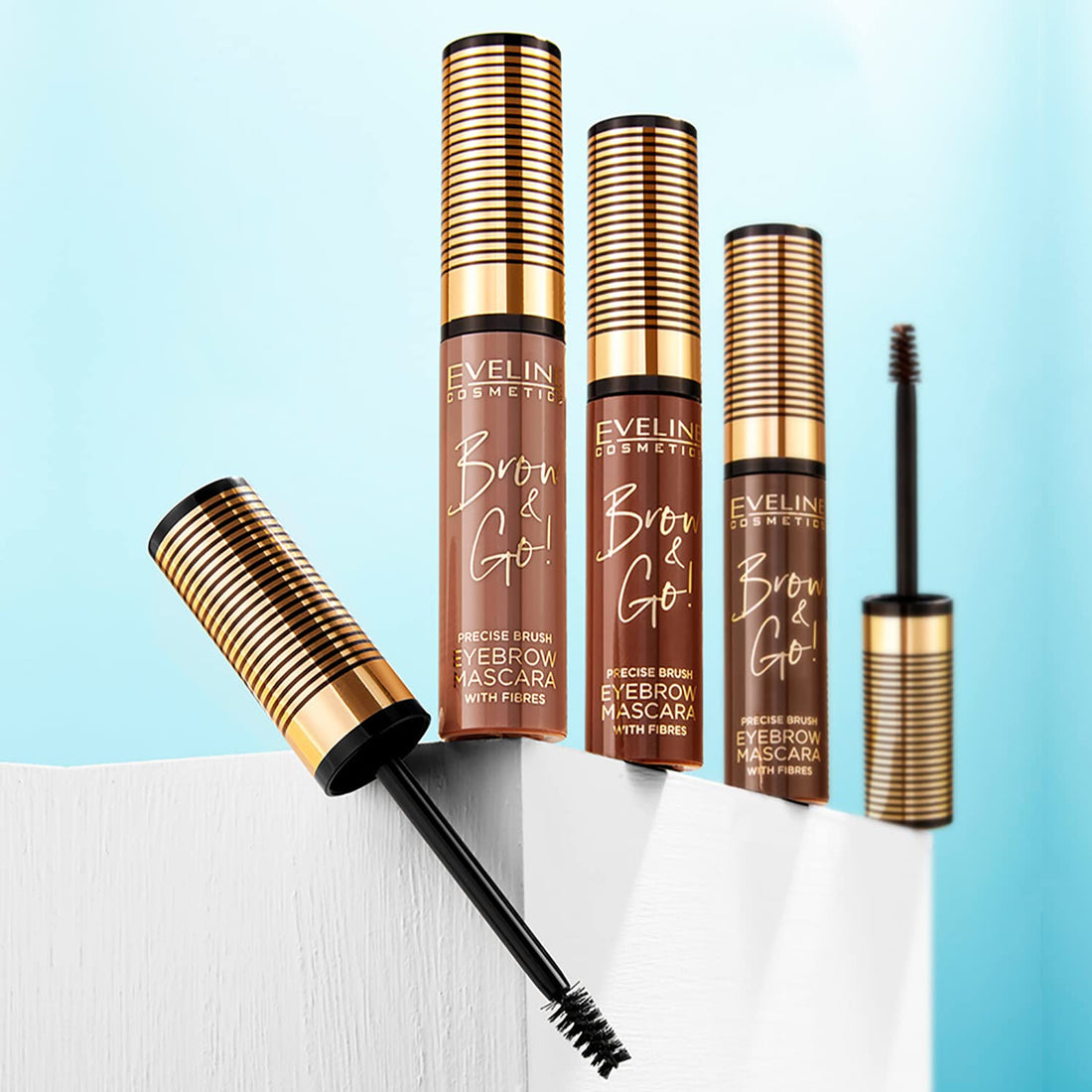 Eveline Cosmetics Brow & go! BROW&GO Eyebrow Mascara No. 02 Dark - Precision Brow Definition, Volumizing Micro-Fibers, Long-Lasting Formula, 10 ML
