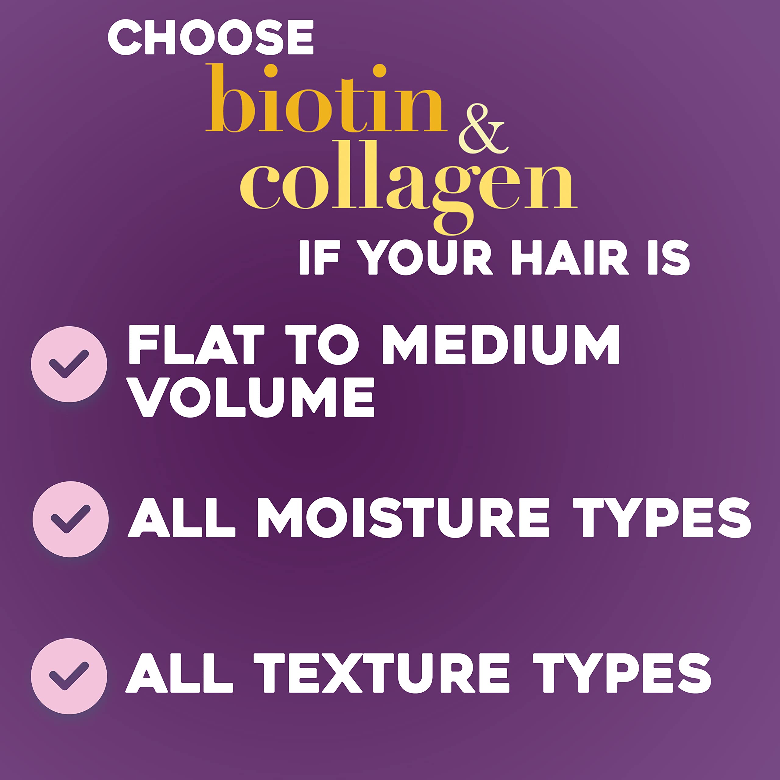 OGX Biotin and Collagen Volumising Hair Shampoo, Thick and Full, with Vitamin B7 Biotin, and Collagen, for Fine Hair, Sulfate Free Surfactants, 385ml