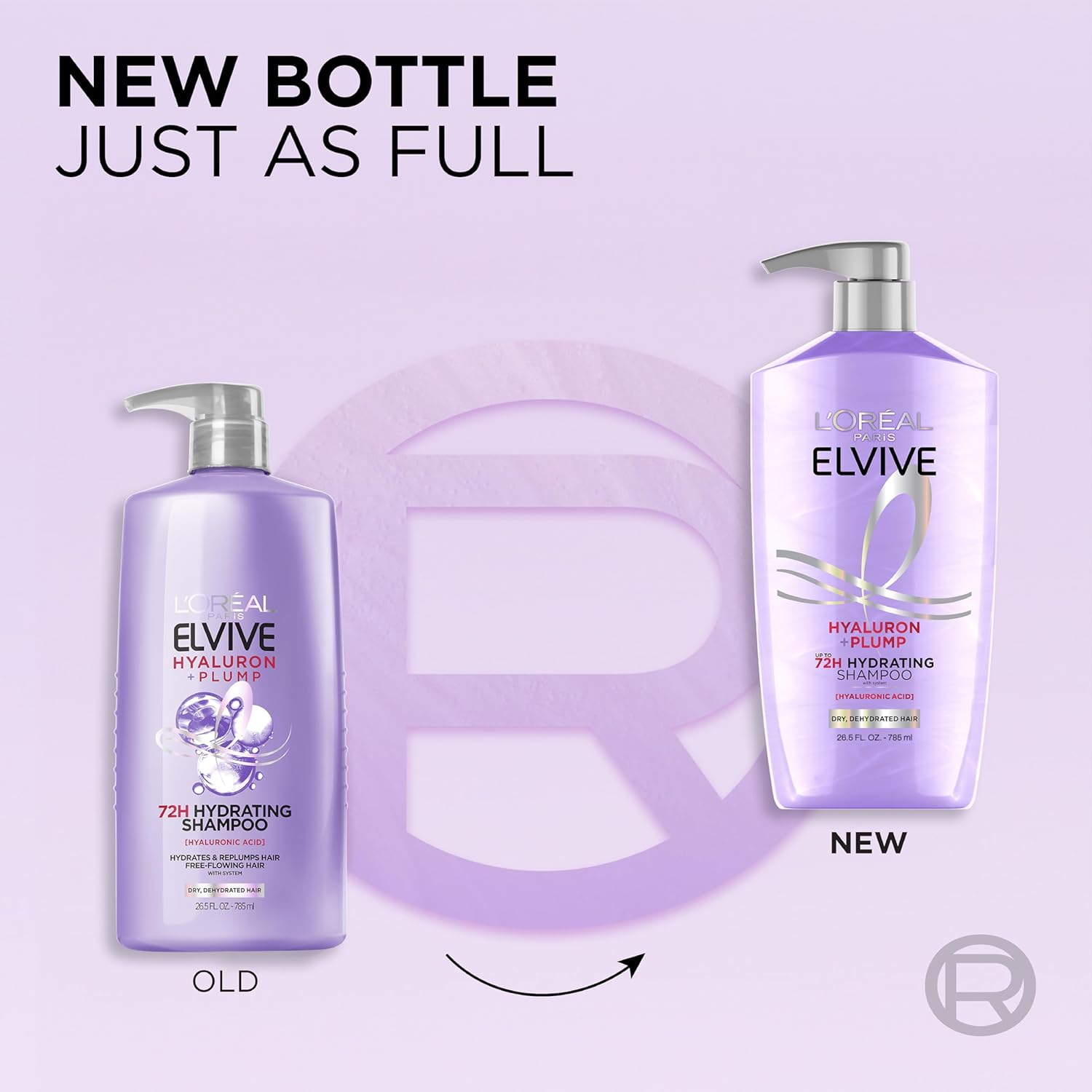 L'Oreal Paris Elvive Hyaluron Plump Shampoo and Conditioner Set for Dehydrated, Dry Hair with Hyaluronic Acid Care Complex, 1 Kit (2 Products) Halalzen