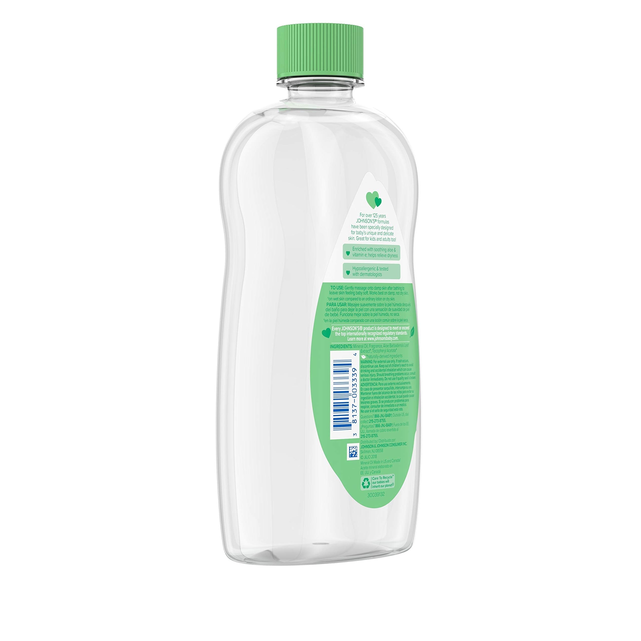Johnson's Aloe Vera Baby Oil 300ml – Leaves Skin Soft and Smooth – Ideal for Delicate Skin Halalzen