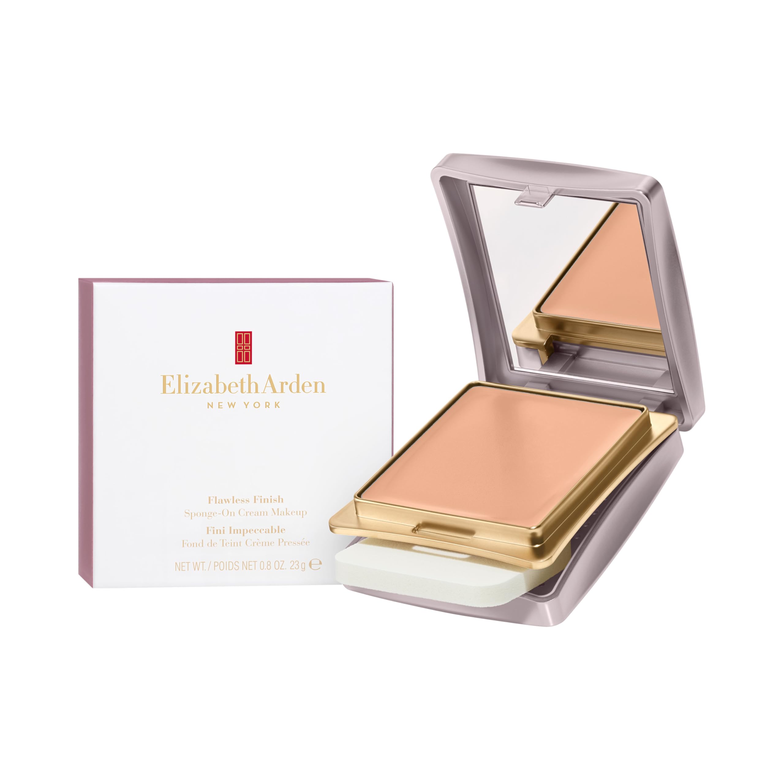Elizabeth Arden Flawless Finish Sponge-On Cream Foundation Makeup, Medium-to-Full Coverage, Includes Compact & Applicator, 0.8oz Halalzen