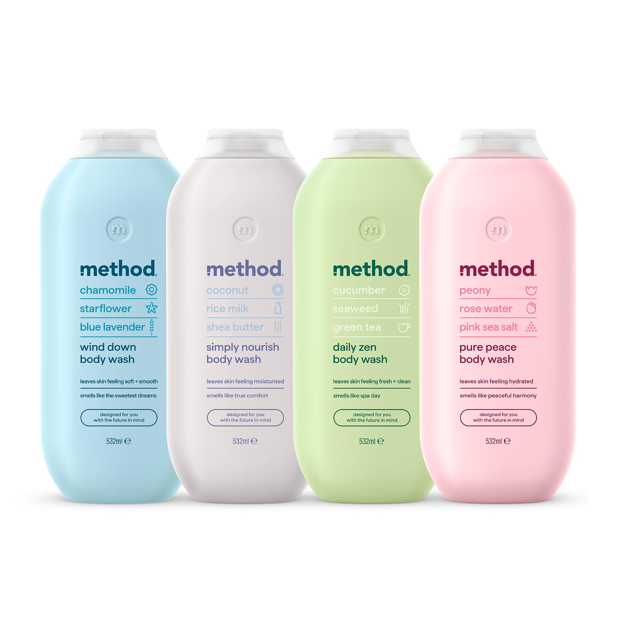 Method Body Wash, Daily Zen, Shower Gel, Vibrant Cucumber, Seaweed and Green Tea Scent, Pack of 1, 532ml