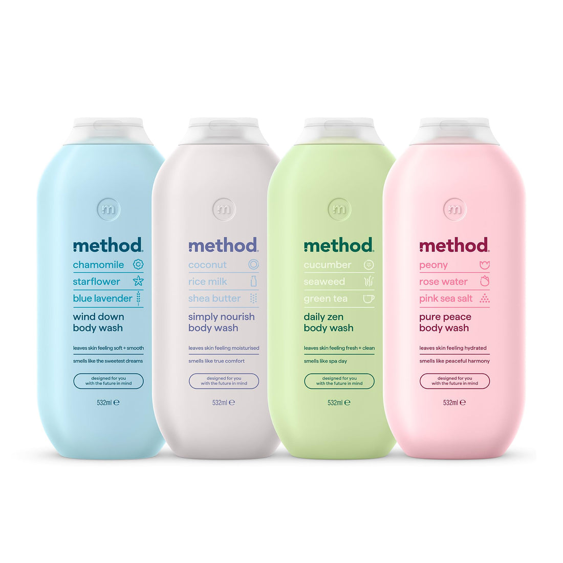 Method Body Wash, Daily Zen, Shower Gel, Vibrant Cucumber, Seaweed and Green Tea Scent, Pack of 1, 532ml