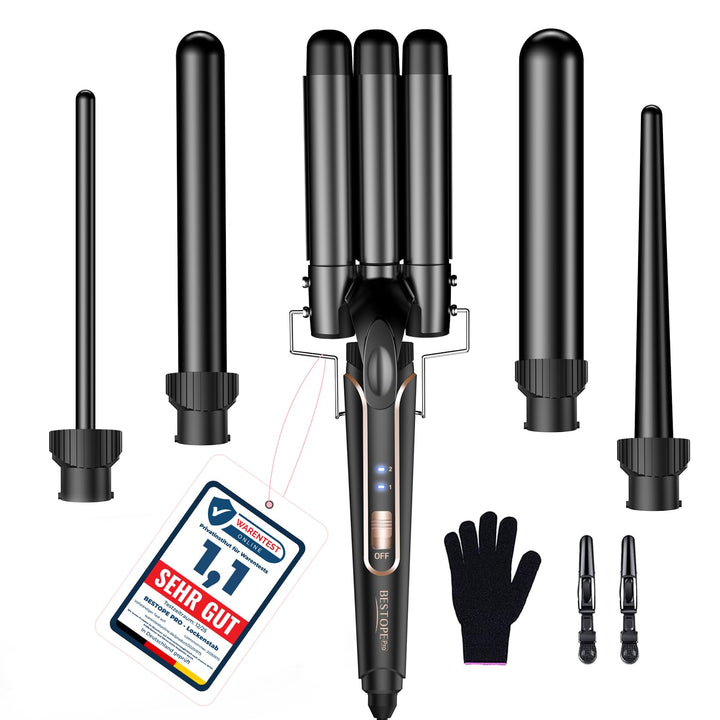 BESTOPE PRO 5 in 1 Curling Iron Set, Negative Ion Hair Curler with Thermal Brush & 5 Interchangeable Ceramic Barrels (0.35"-1.5"), Fast Heating Styling Tool for All Hair Types, Ideal Gifts for Women Halalzen