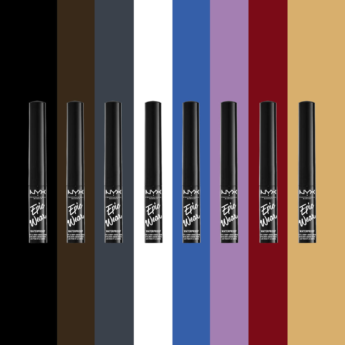 NYX Professional Makeup Eye Liner, Epic Ink Liner, Waterproof Liquid Eyeliner Pen, 1 Stroke Intense Pigment, Flexible Brush for Thin or Thick Lines, Shade Black Halalzen