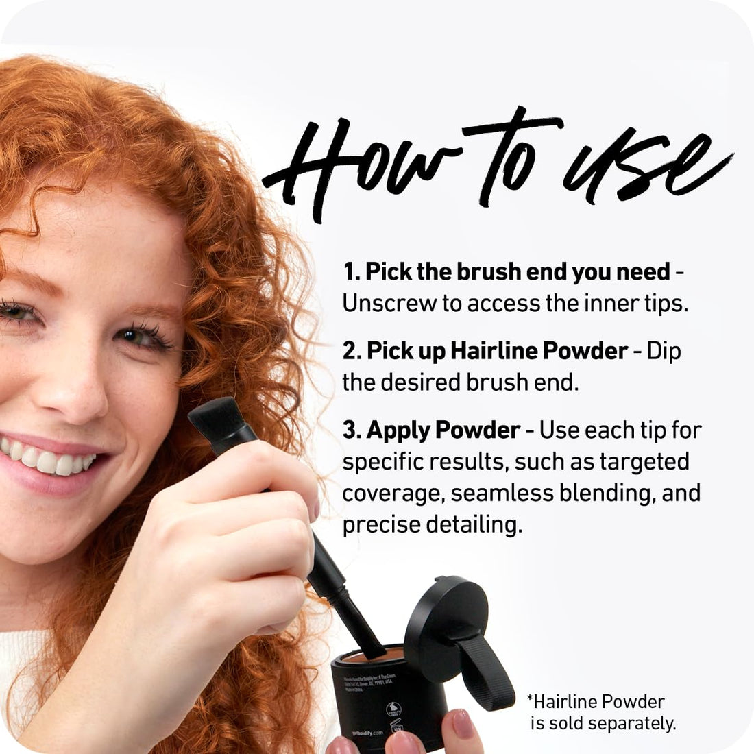BOLDIFY Four Ended Hairline Powder Brush - Precision Hair Makeup Brush Set with Sponge Tip for Seamless Blending - Ideal as a Hair Concealer/Contour, Root Touch Up Halalzen