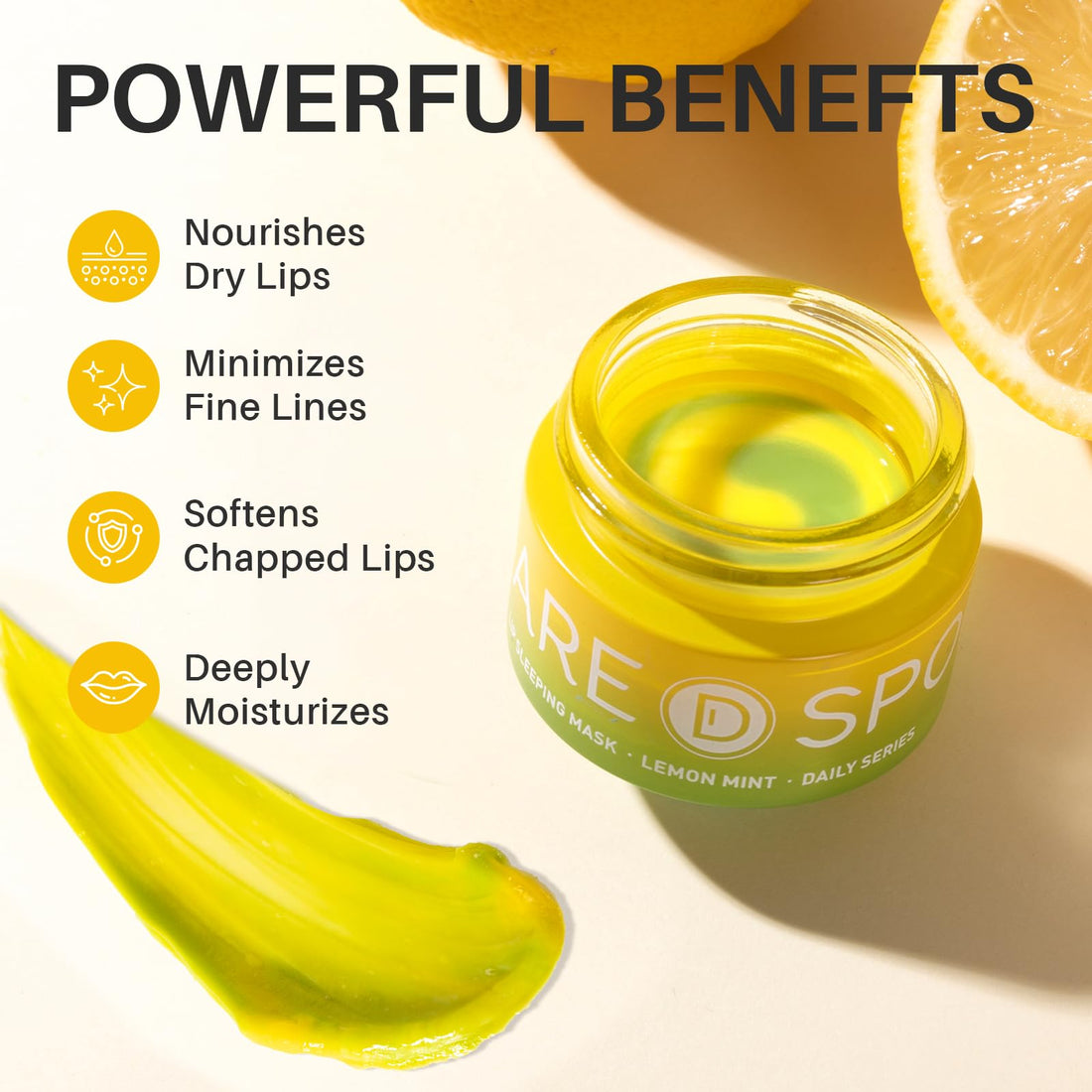 SPODARE Lemon Lip Mask, Hydrating Overnight Lip Sleeping Mask, Lip Moisturizer for Dry Cracked Lips Care, Dual-Color Lips Balm for Nourishing and Softening Lips, Minimizes Fine Lines - 12g Halalzen