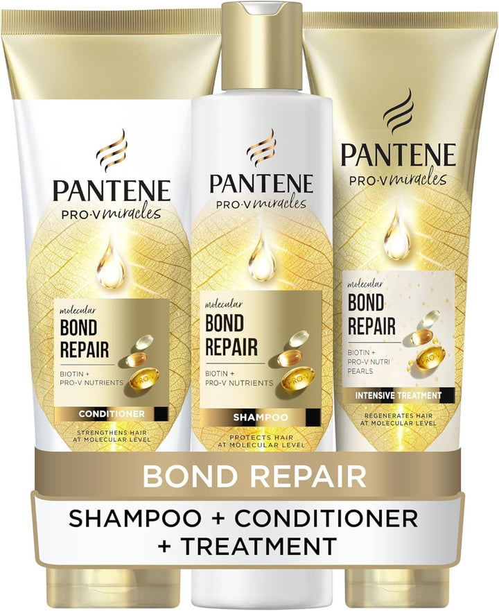 Pantene Molecular Bond Repair Shampoo + Conditioner + Deep Conditioning Hair Treatment with Biotin. For Extremely Dry Damaged Hair. Hair is Visibly Healthier, Strengthened & Repaired Halalzen