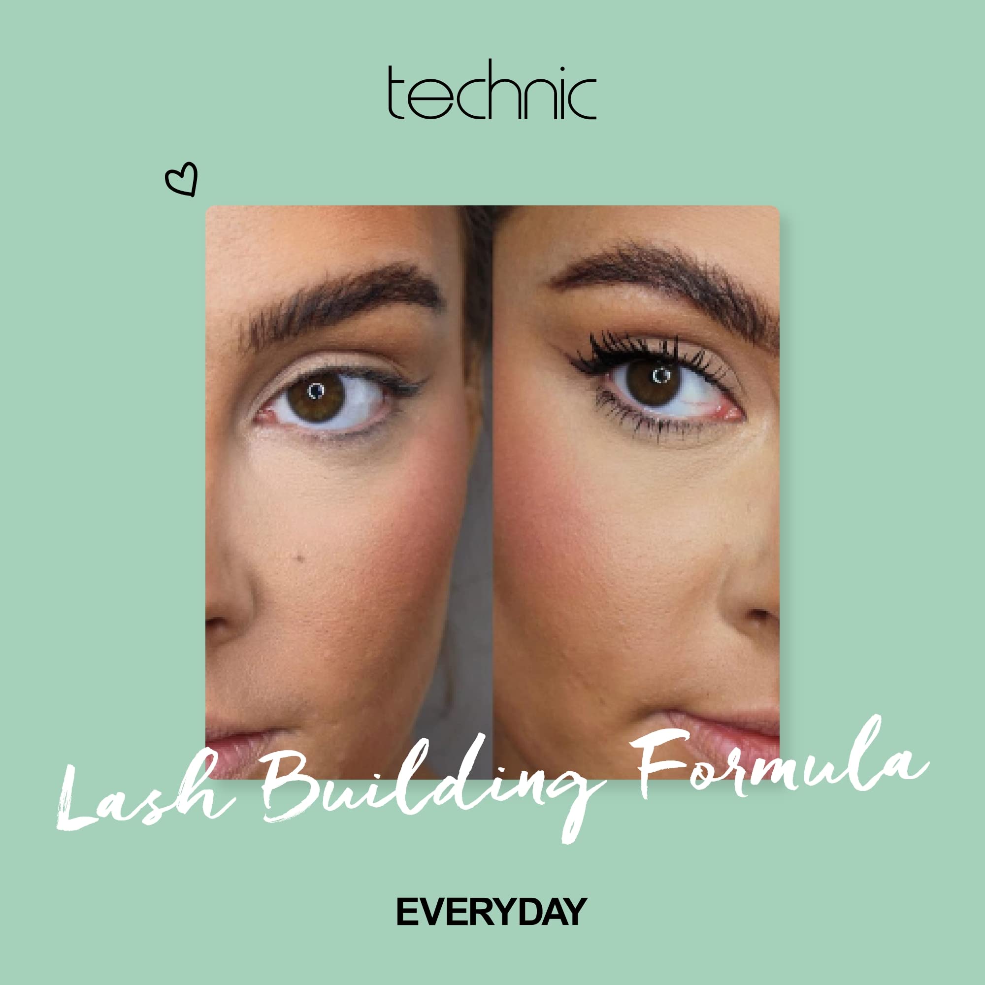 Technic Mega Lash Water Resistant Mascara - Vegan, Ultra Black, Water Resistant, Hard wearing, Smudge-Proof, Lash Building Formula For Volume Glam Lashes - 12ml Halalzen