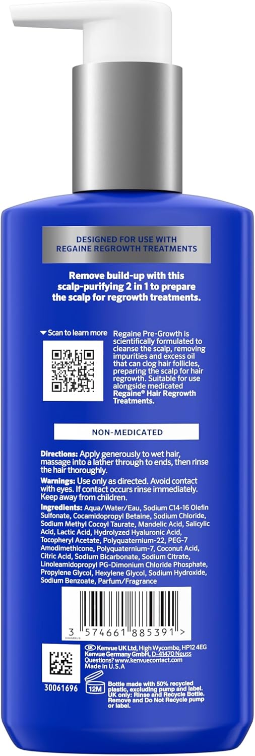 Regaine Pre-Growth 2in1 Shampoo and Conditioner 248 ml for Hair Care with Triple Acid Complex to Help Visibly Thicken and Prepare Scalp for Hair Regrowth Treatments