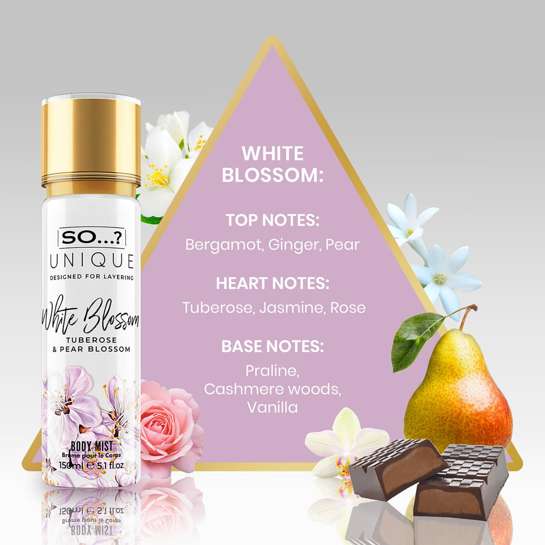 So…? Unique Womens White Blossom Body Mist Fragrance Spray 150ml Halalzen