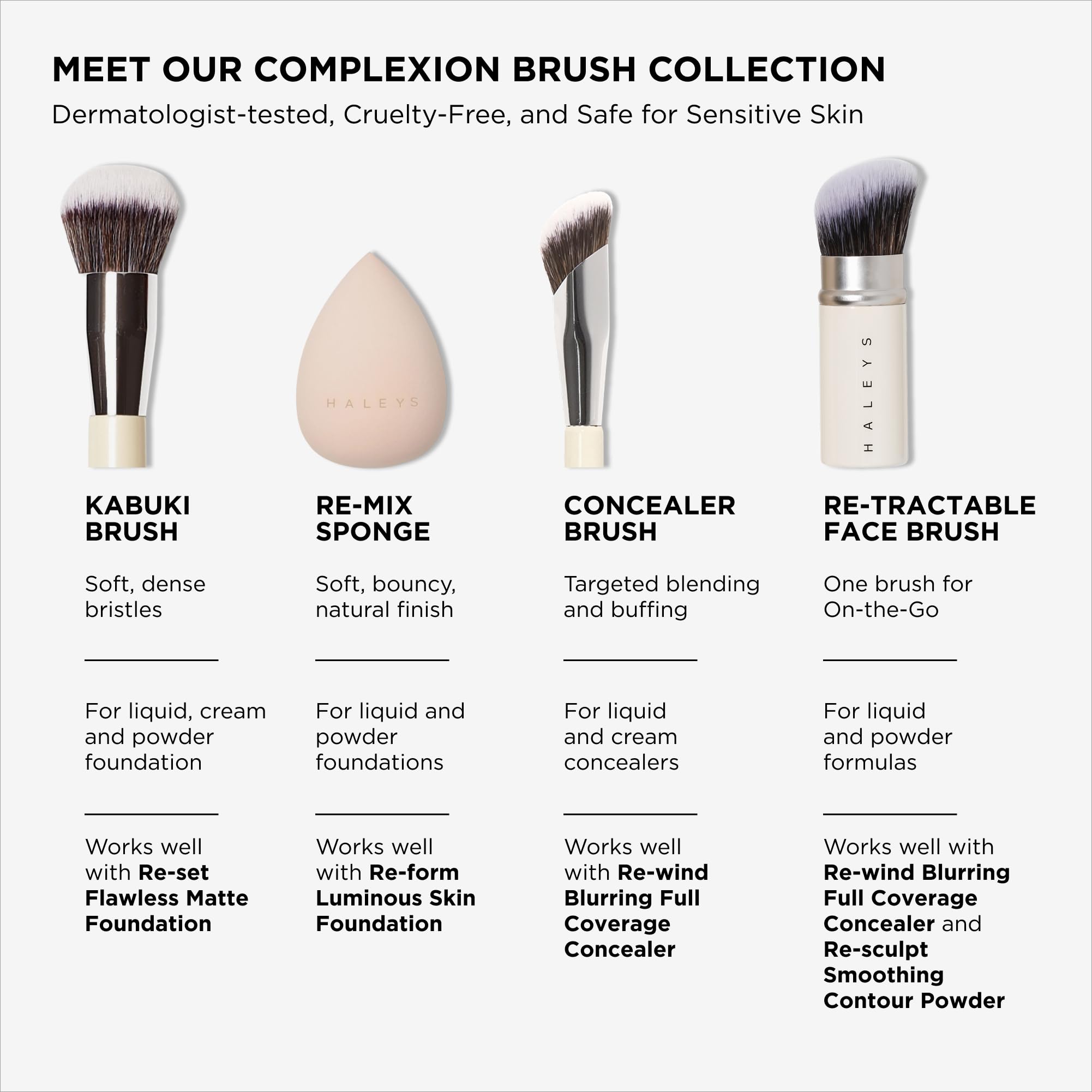 Haleys Beauty Kabuki Foundation Brush For Applying Powder, Foundation, Bronzer, Blush, and Mineral Make up, Soft Bristles, Seamless Blending, Makeup Brushes Essential, Vegan & Cruelty Free