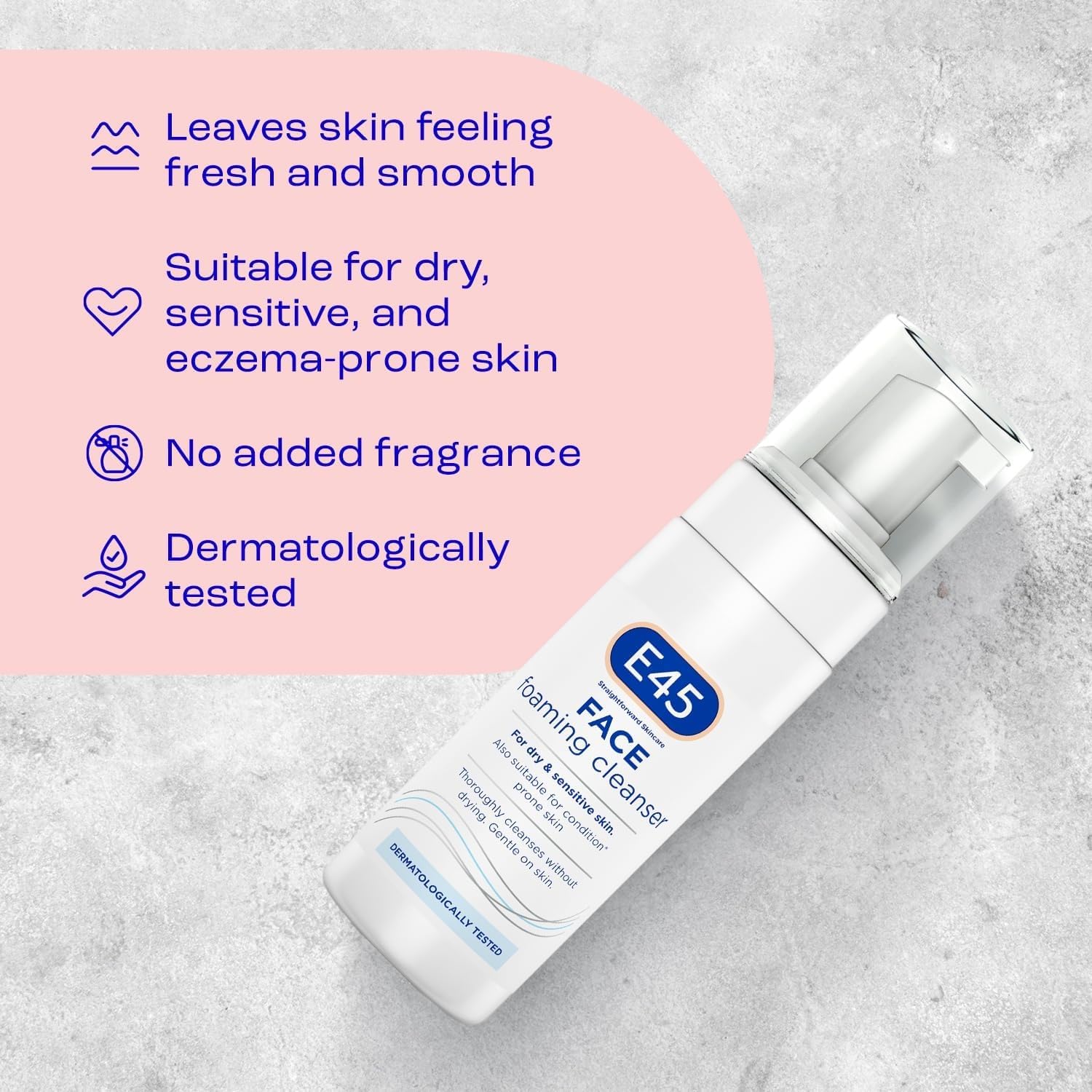 E45 Foaming Face Wash - Daily Cleanser for Dry & Sensitive Skin - Gentle Makeup Remover - Softens Skin & Controls Oil - Skincare for Women & Men, 150ml