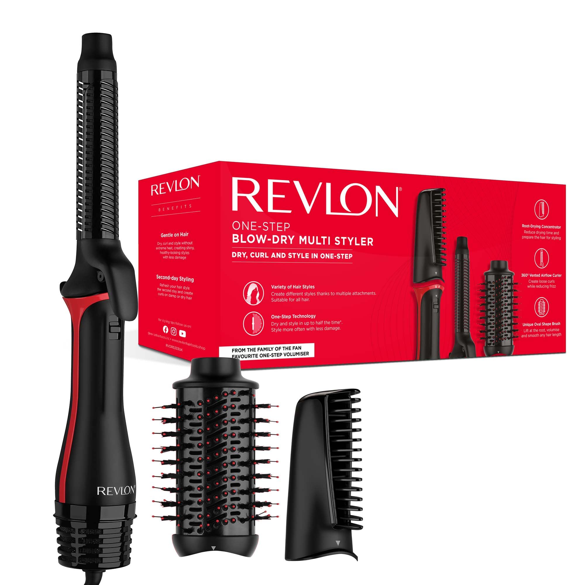 REVLON One-StepTM Blow-Dry Multi Air Styler 5-in-1 (Detachable Heads, Curler, Dryer, Volumiser, Styler and Shape Enhancer). RVDR5370 Halalzen