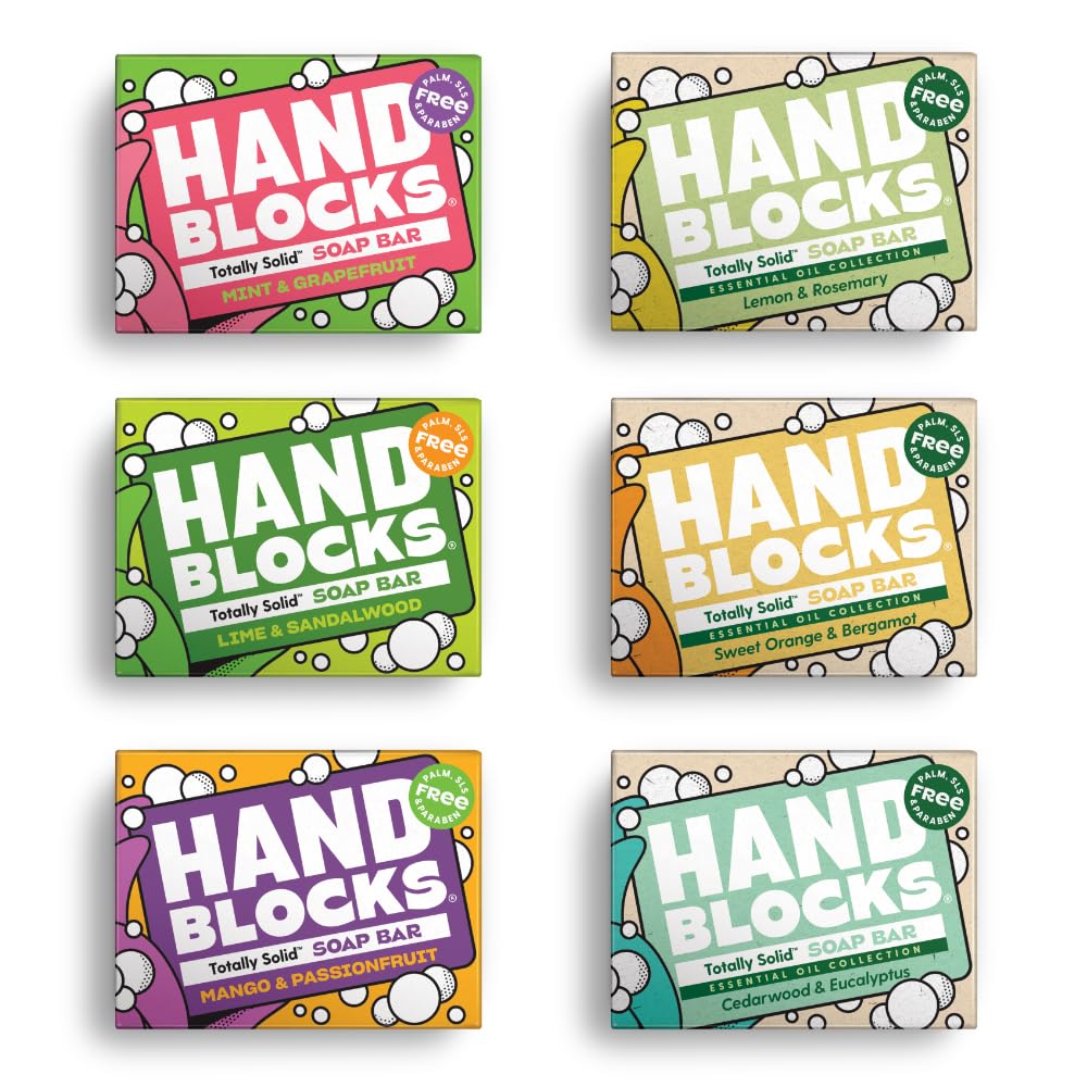 Hand Blocks: Cedarwrood & Eucalyptus (6 Pack) - Cold Processed Natural Soap Bars - Plastic, Palm, SLS, SLES & Paraben Free Halalzen