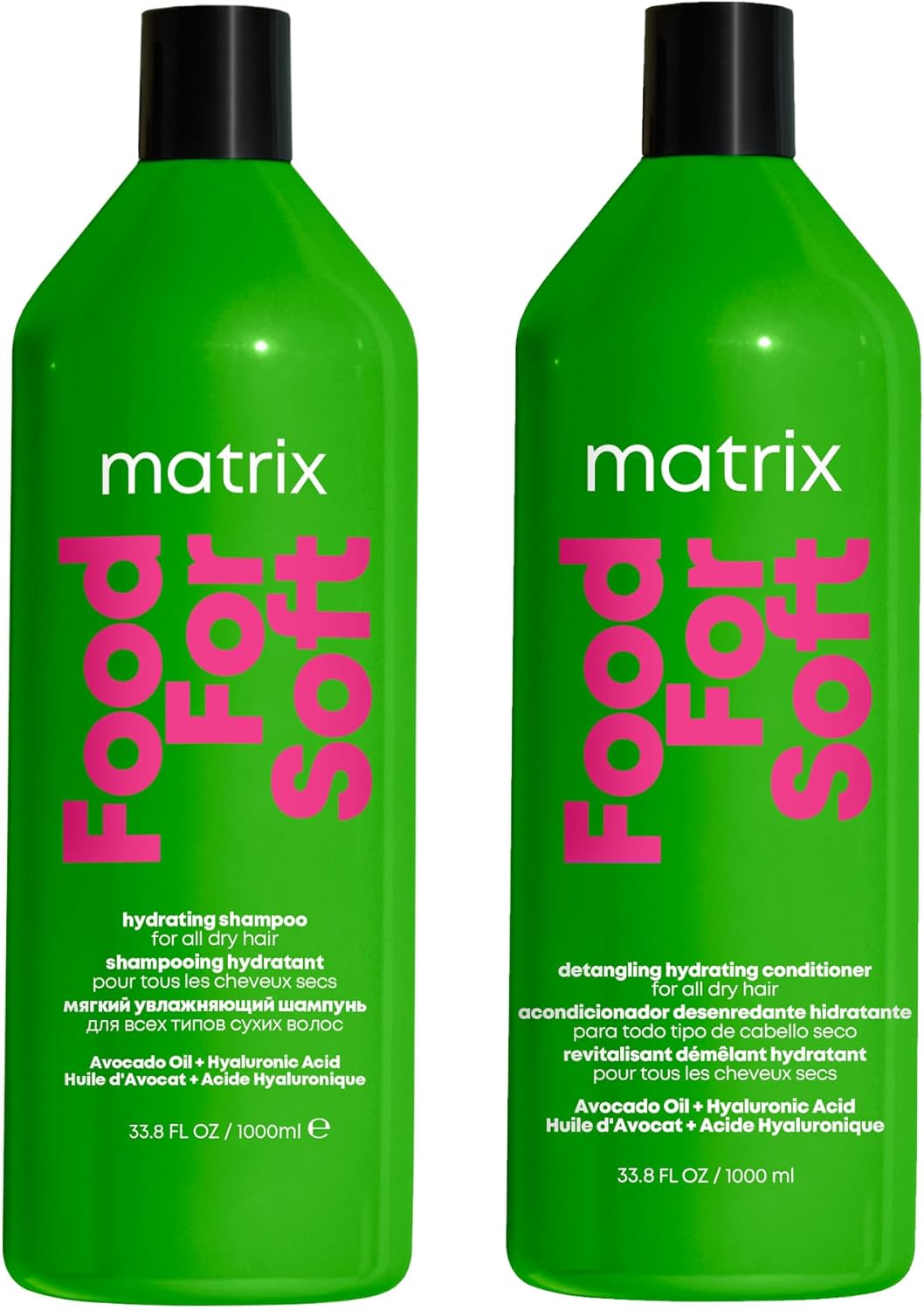 Matrix DUO Food For Soft Hydrating Shampoo with Avocado Oil and Hyaluronic Acid, for dry hair 1000ml & Food For Soft Detangling Conditioner with Avocado Oil and Hyaluronic Acid, for dry hair 1000ml Halalzen