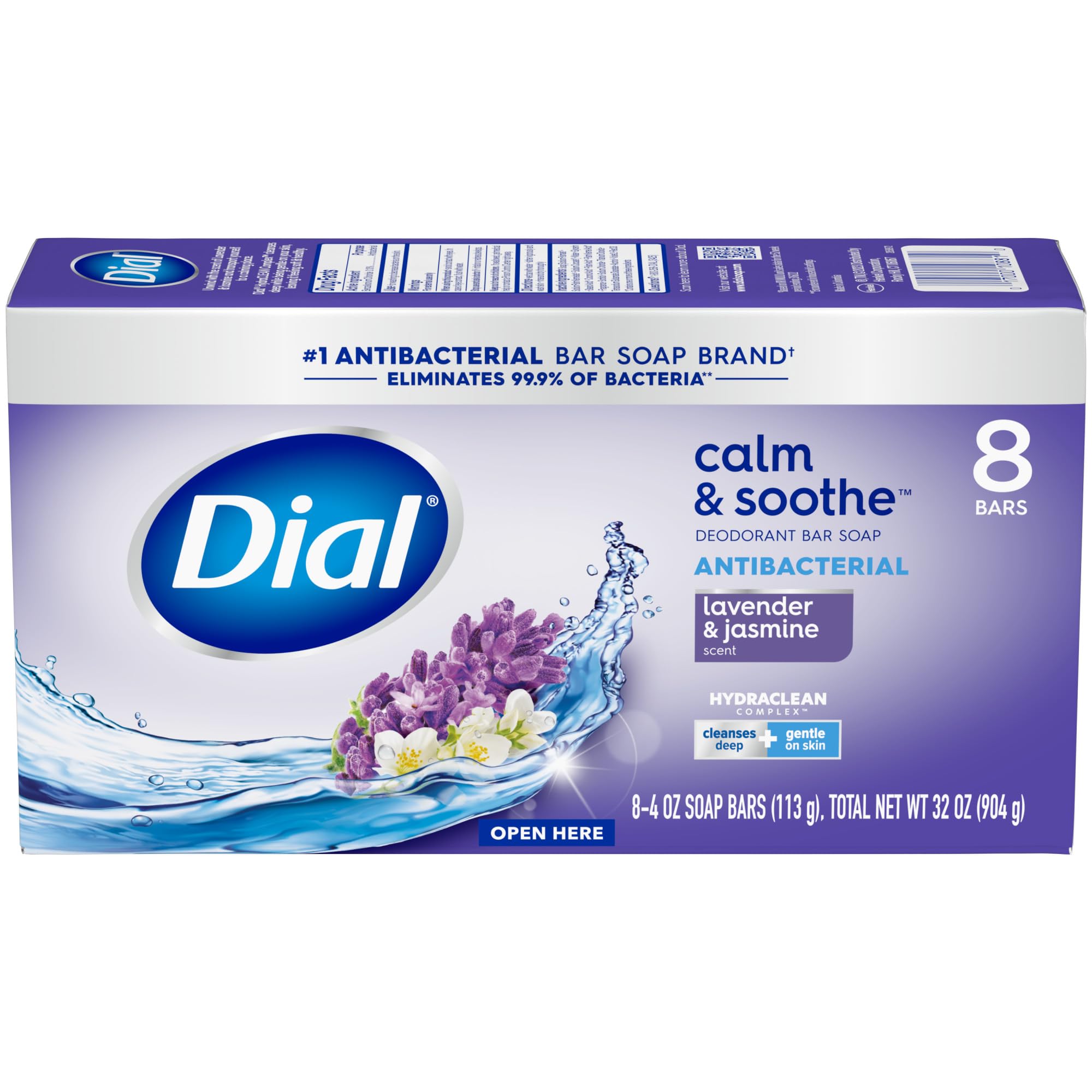 Dial Antibacterial Deodorant Bar Soap, Advanced Clean Gold, 4 Oz, 32 Bars, Round the Clock Odor Protection, Dermatologist Tested, With Clean Rinse Technology