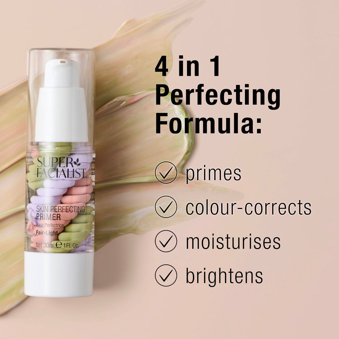 Super Facialist Skin Perfecting Primer - Base Face Primer to Hydrate, Protect & Refine with Colour Corrector Technology, Hyaluronic Acid & Niacinamide, Vegan Friendly Make Up Primer, 30ml Halalzen