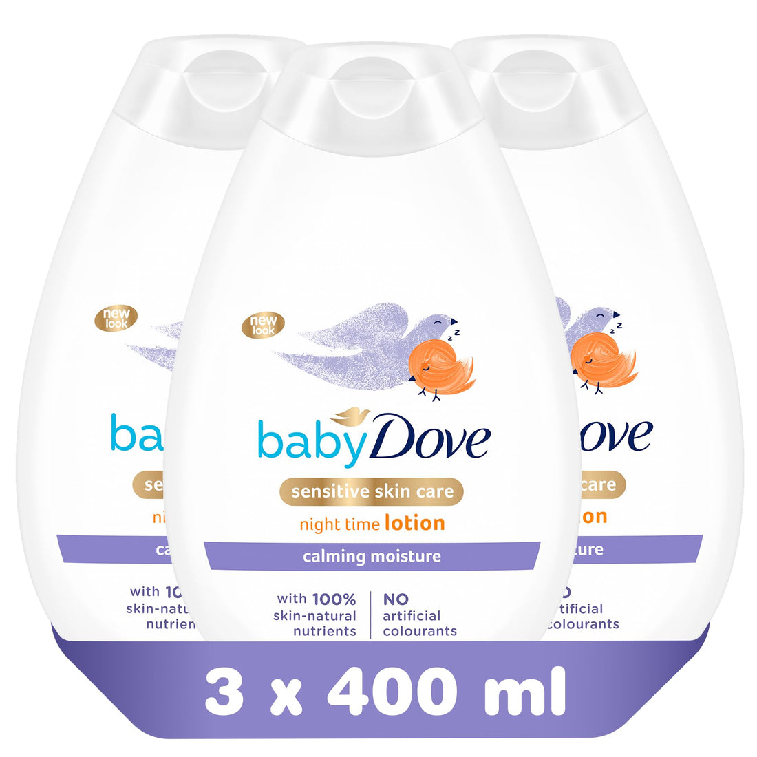 Baby Dove Calming Night Time Lotion – Gentle Chamomile Baby Moisturiser for Sensitive Skin, Relaxes & Soothe Before Bed, 3 x 400ml Halalzen