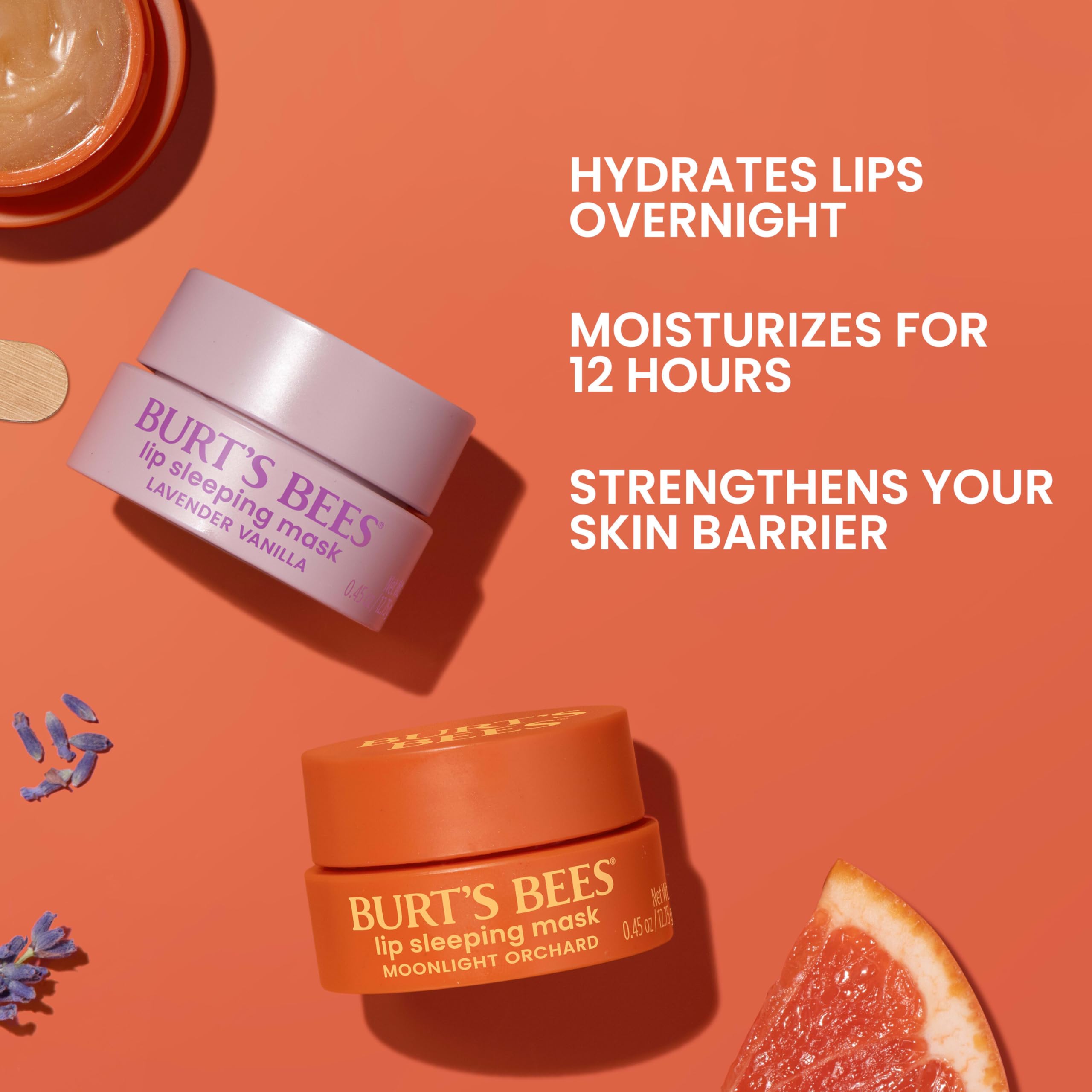 Burt’s Bees Lavender Vanilla Lip Sleeping Mask, With Hyaluronic Acid and Squalane Moisturizer To Instantly Hydrate Lips, Overnight Mask and Treatment, 0.45 oz. Halalzen