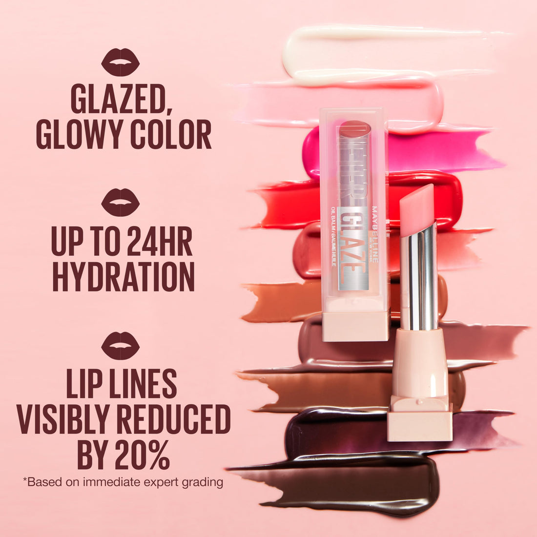 MAYBELLINE Lifter Glaze Oil Balm with Hyaluronic Acid and Hydrating Oil Blend, Lip Balm with 24HRs of Smooth, Moisturizing Shine, Pink Drip (Sheer Baby Pink) Halalzen
