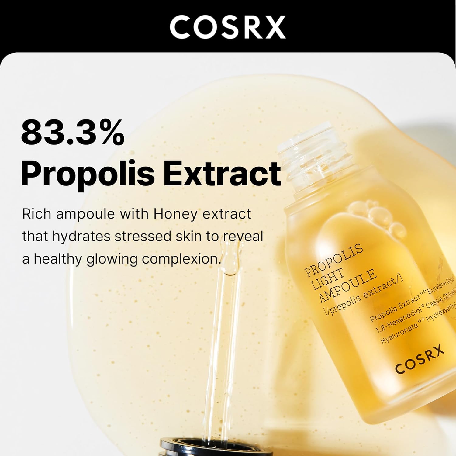 COSRX Propolis Ampoule, Glow Boosting Serum for Face with 73.5% Propolis Extract, 1.01fl.oz/30ml, Hydrating Essence for Sensitive Skin, Fine Lines, Uneven Skintone, Korean Skincare Halalzen