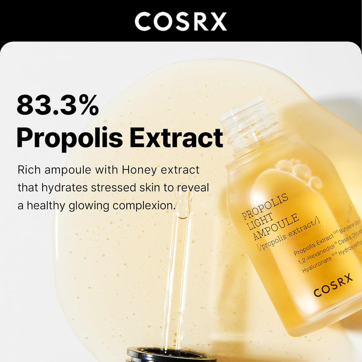 COSRX Propolis Ampoule, Glow Boosting Serum for Face with 73.5% Propolis Extract, 1.01fl.oz/30ml, Hydrating Essence for Sensitive Skin, Fine Lines, Uneven Skintone, Korean Skincare Halalzen