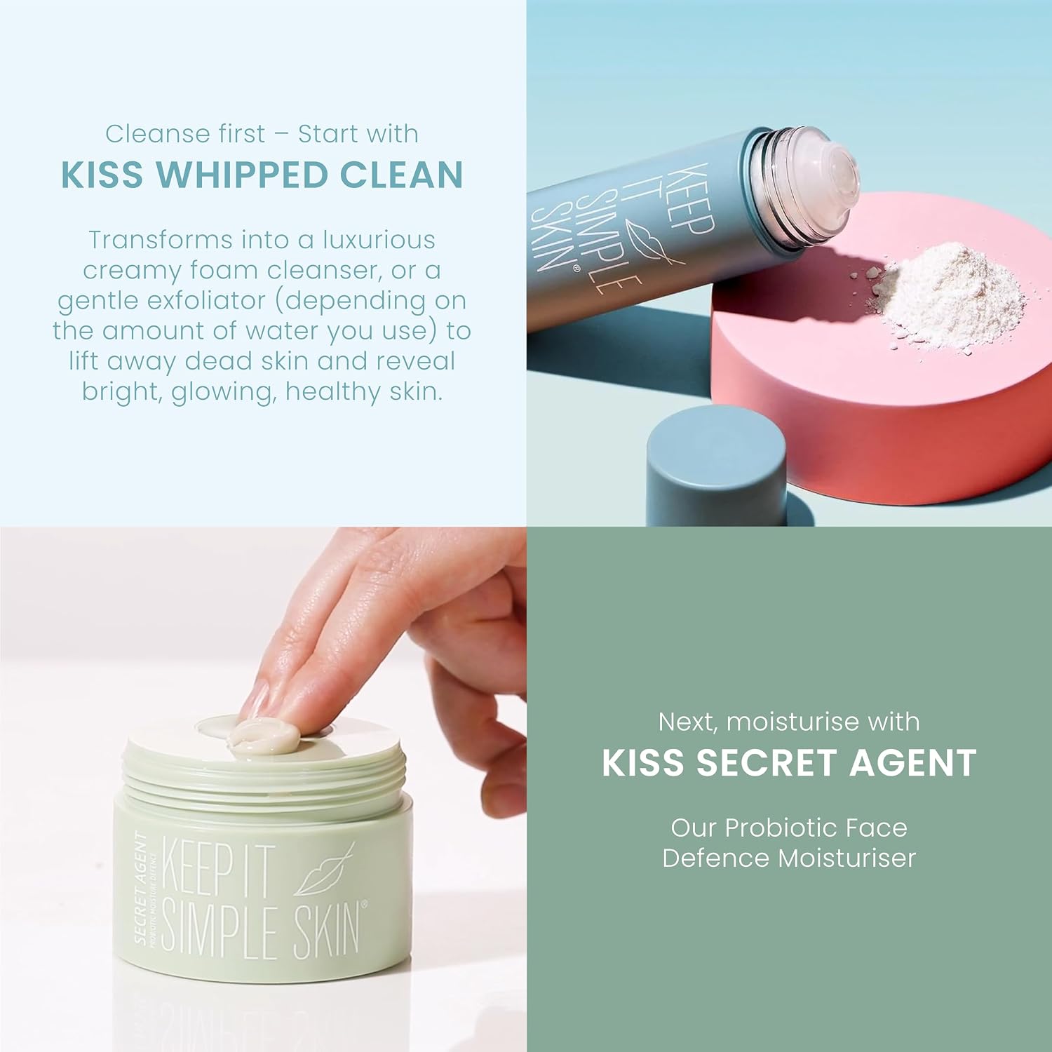 Keep It Simple Skin - Whipped Clean Face Wash, Clean and Exfoliate, Paraben Free, Gentle and Brightening for All Skin Types, Deeply Cleanses with Clinically Proven Actives (30ml)