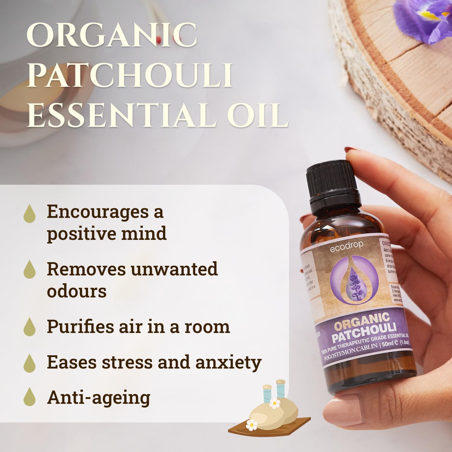 Ecodrop Tea Tree Essential Oil, 10 ml | 100% Pure Organic Steam-Distilled | Melaleuca Alternifolia | Aromatherapy, Diffuser, Massage, Bath, Soap & Candle Making | Australian Fresh Aroma