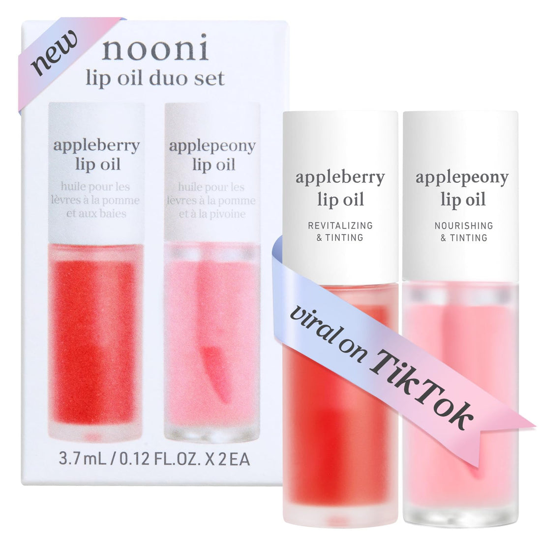 NOONI Korean Lip Oil - Applepeony | Long-Lasting, Moisturizing, Plumping, Revitalizing for Dry Lips, Waterproof, No Peel Off, Hydrating Lip Stain, Stocking Stuffers, Cute Stuff, 0.12 FL Oz Halalzen