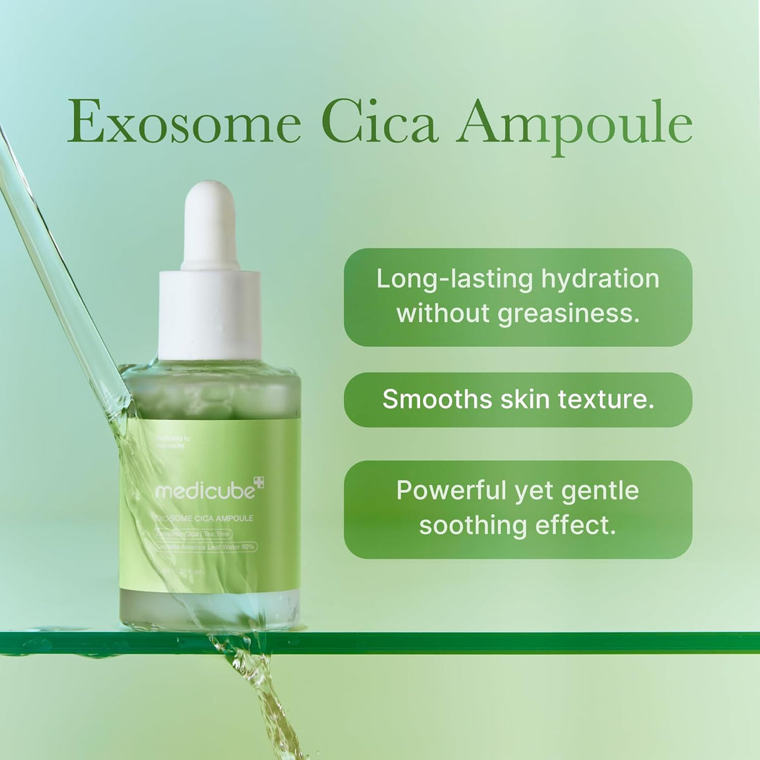 medicube Exosome Cica Tea Tree Ampoule for Sensitive Skin with Centella Asiatica - Helps Reduce Redness and Breakouts | Low-Irritating, Moisturizing & Soothing Serum | Korean Skincare | 30ml