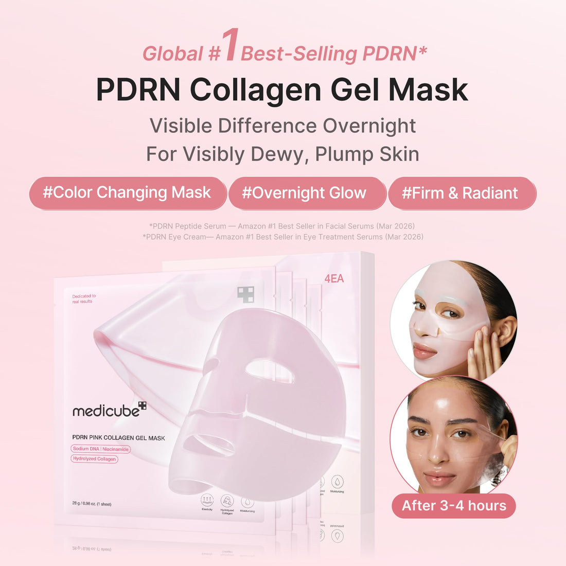 medicube Kojic Acid Turmeric Brightening Gold Jelly Gel Mask | Overnight Face Mask for Glass Glow Skin- Elasticity, Hydrating, Firming and Moisturizing | Korean Skincare, 28grams x 4ea