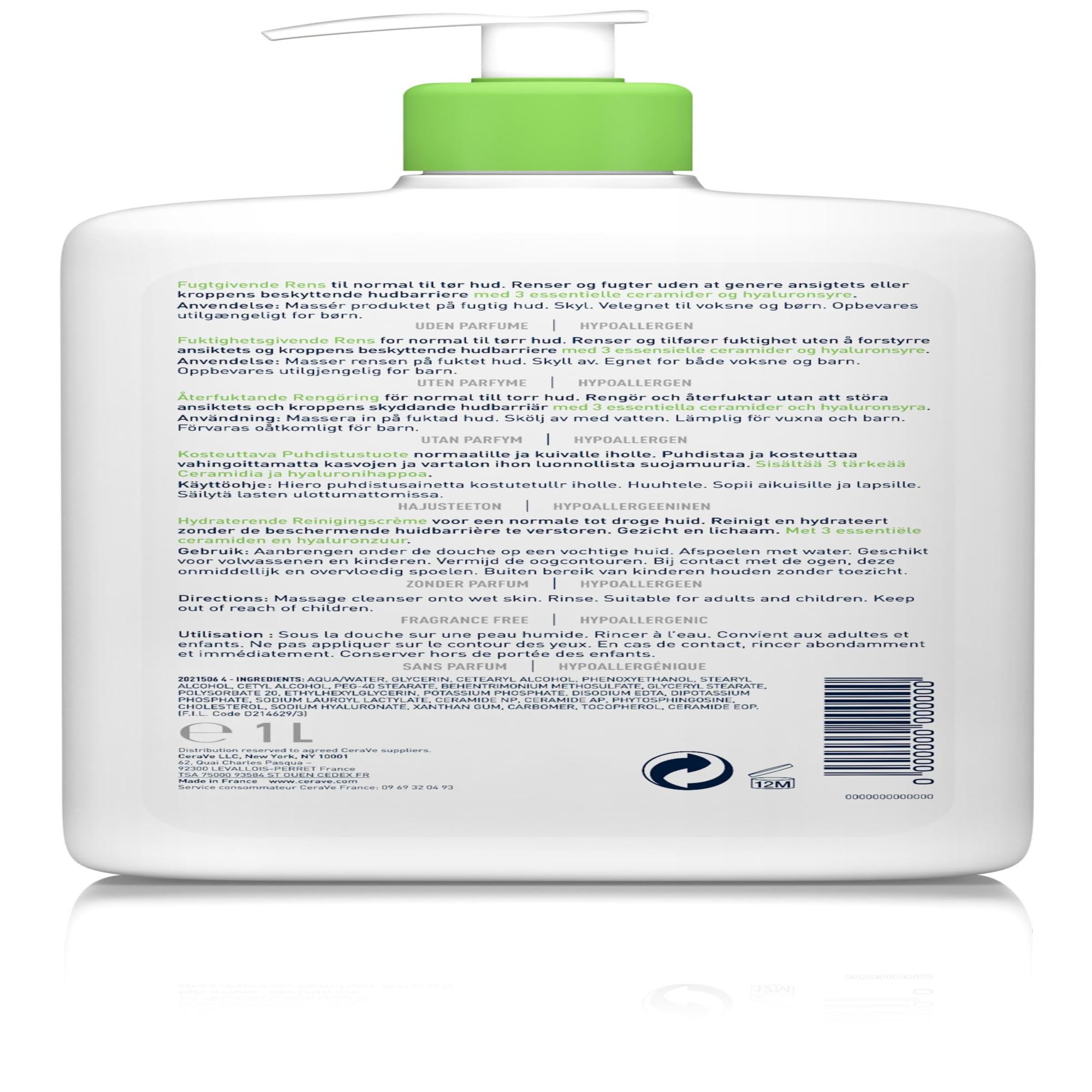 CeraVe Hydrating Cleanser for Normal to Dry Skin ml with Hyaluronic Acid and 3 Essential Ceramides