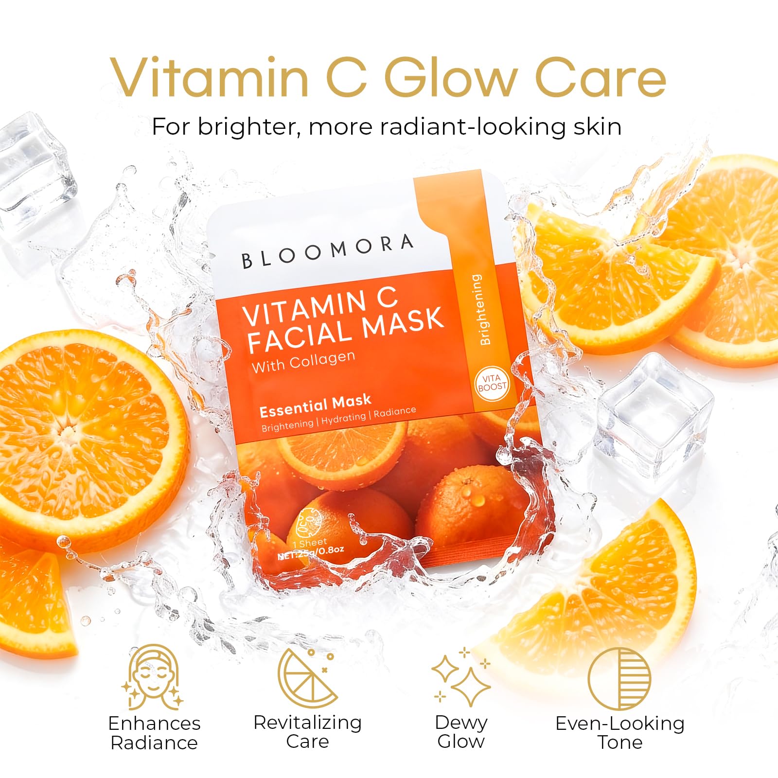 10 Pack Mixed Face Mask Set with Collagen – Hydrating Sheet Mask Skincare Set for Radiant, Fresh & Nourished Skin, Moisturising Facial Masks for Women & Men