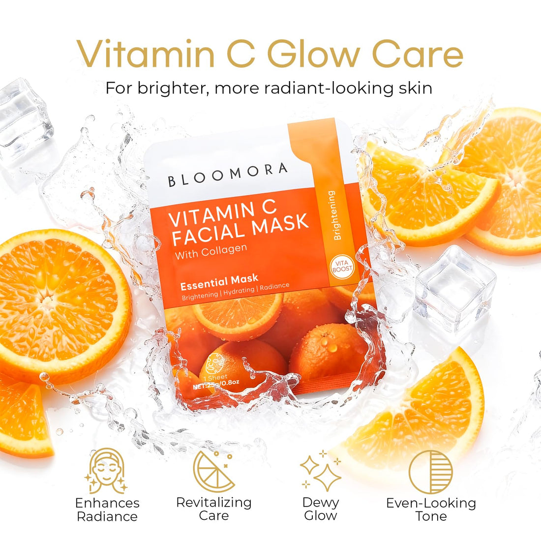10 Pack Mixed Face Mask Set with Collagen – Hydrating Sheet Mask Skincare Set for Radiant, Fresh & Nourished Skin, Moisturising Facial Masks for Women & Men