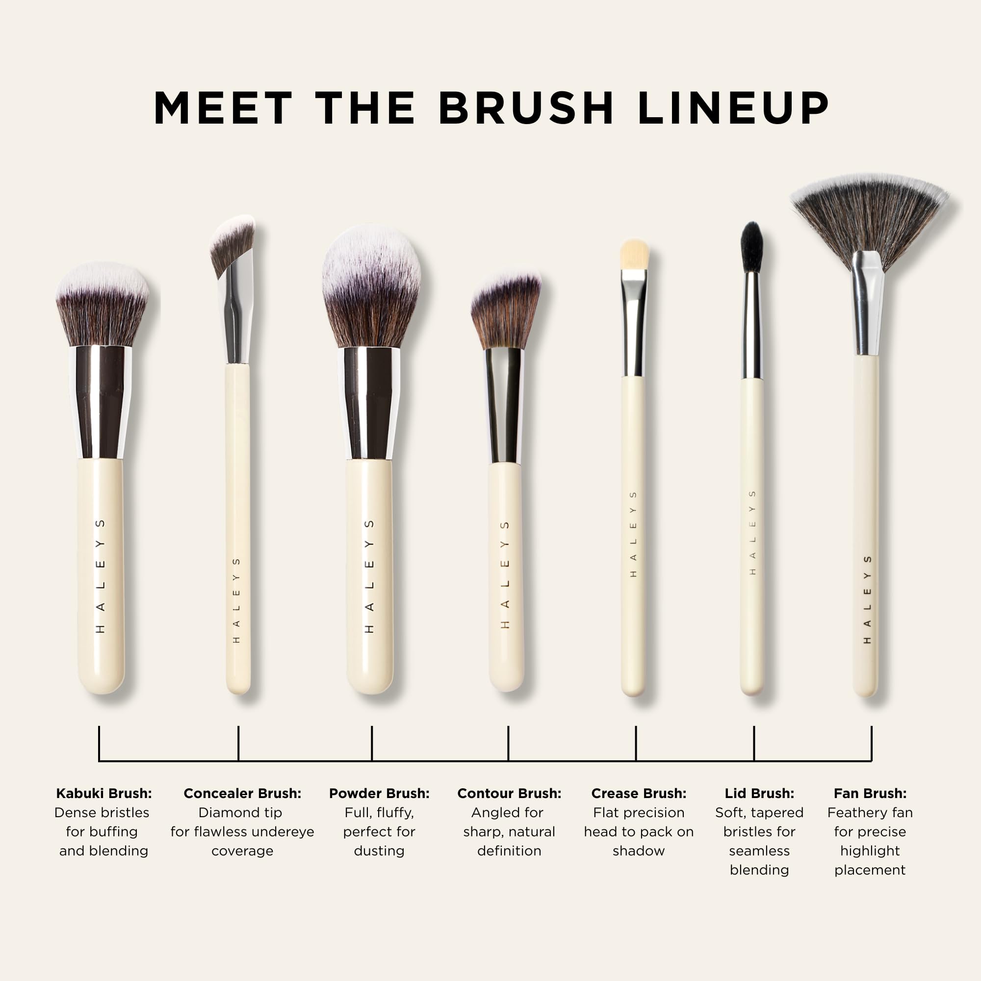 Haleys Beauty Kabuki Foundation Brush For Applying Powder, Foundation, Bronzer, Blush, and Mineral Make up, Soft Bristles, Seamless Blending, Makeup Brushes Essential, Vegan & Cruelty Free