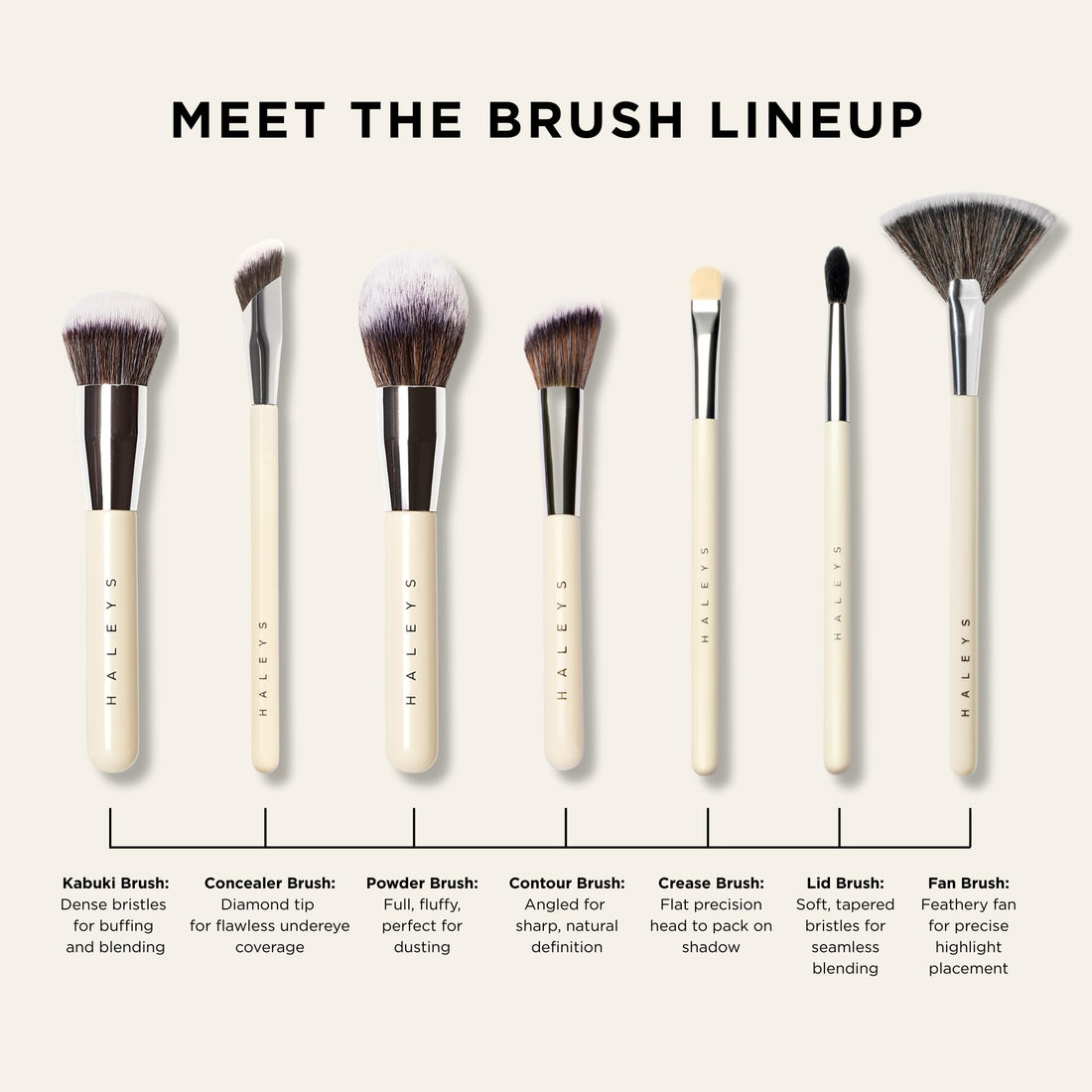 Haleys Beauty Kabuki Foundation Brush For Applying Powder, Foundation, Bronzer, Blush, and Mineral Make up, Soft Bristles, Seamless Blending, Makeup Brushes Essential, Vegan & Cruelty Free