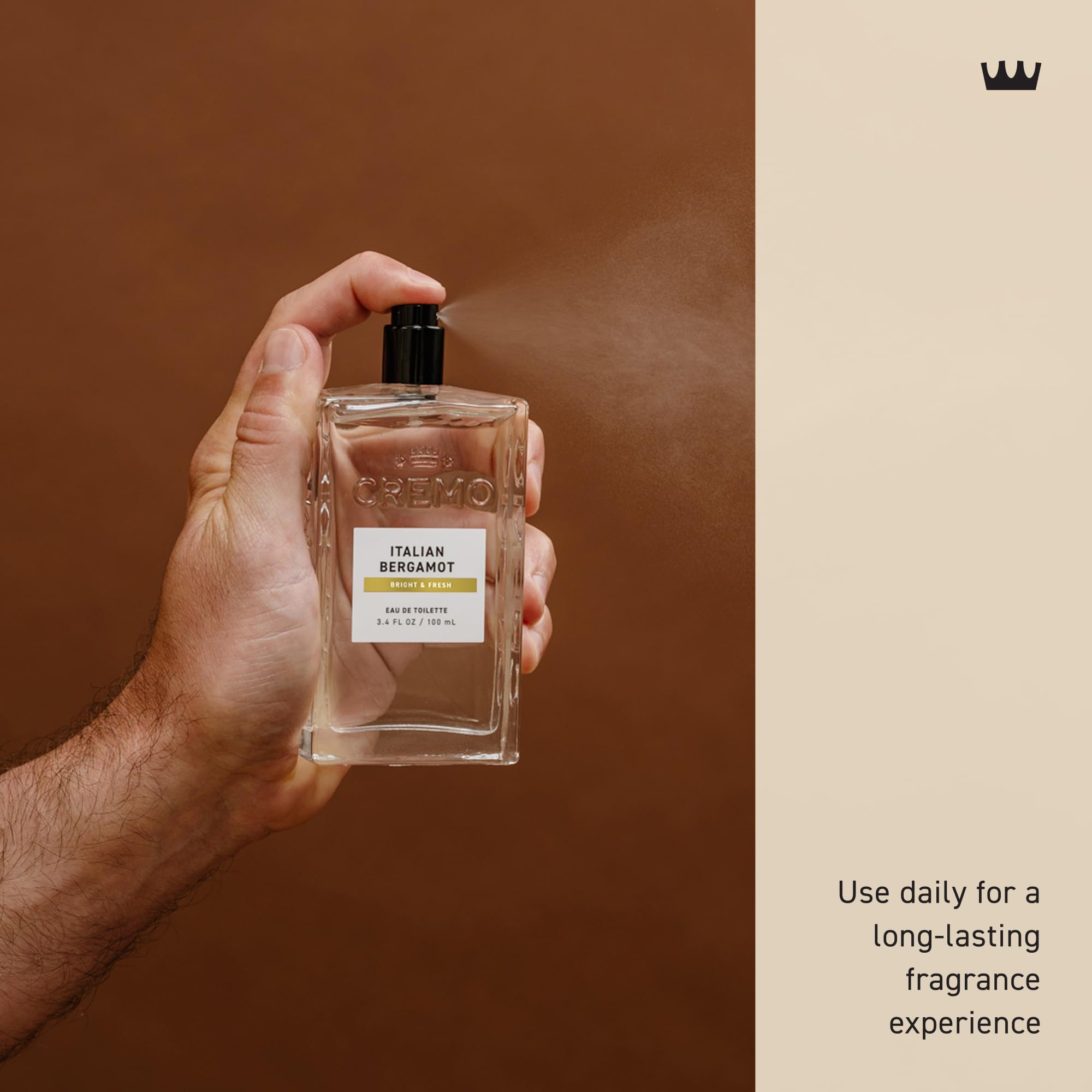 Cremo Cologne Homme - Eau de Cologne en Spray Épices et Vanille Noire pour Homme, Une Explosion d'Épices Vibrantes, de Bois Foncés et de Vanille Noire, Parfums Homme Signature Multi-Couches, 100 ml