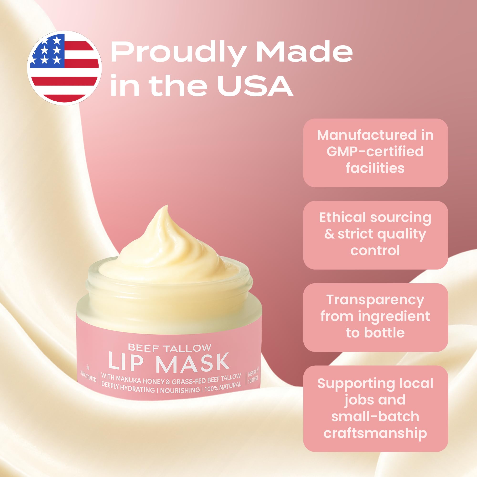 Body Restore Grass Fed Beef Tallow Lip Mask, Manuka Honey – Christmas Stocking Stuffers, White Elephant, Hydrating Moisture, Travel Essentials, Self Care, Birthday Gifts for Women, Men – Unscented Halalzen