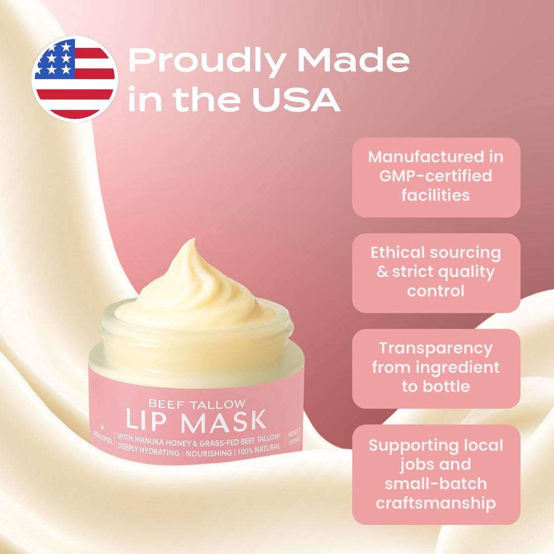 Body Restore Grass Fed Beef Tallow Lip Mask, Manuka Honey – Christmas Stocking Stuffers, White Elephant, Hydrating Moisture, Travel Essentials, Self Care, Birthday Gifts for Women, Men – Unscented Halalzen