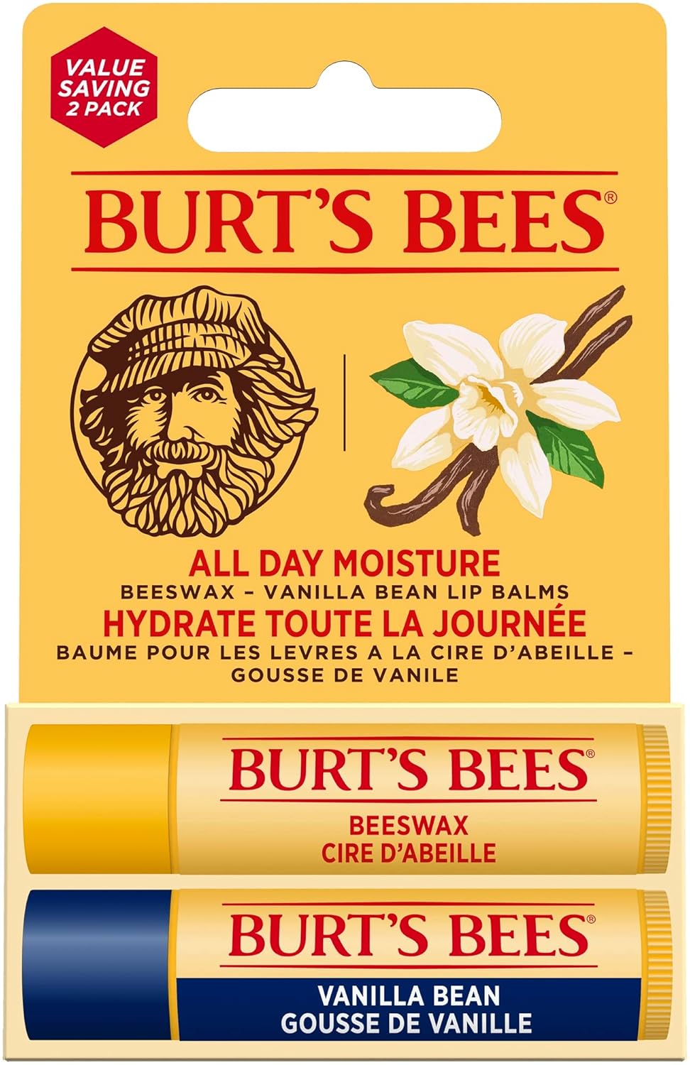 Burt's Bees Lip Balm Duo Pack, Includes Moisturising Beeswax with Peppermint & Vitamin E and Vanilla Bean, 2x4.25g Halalzen