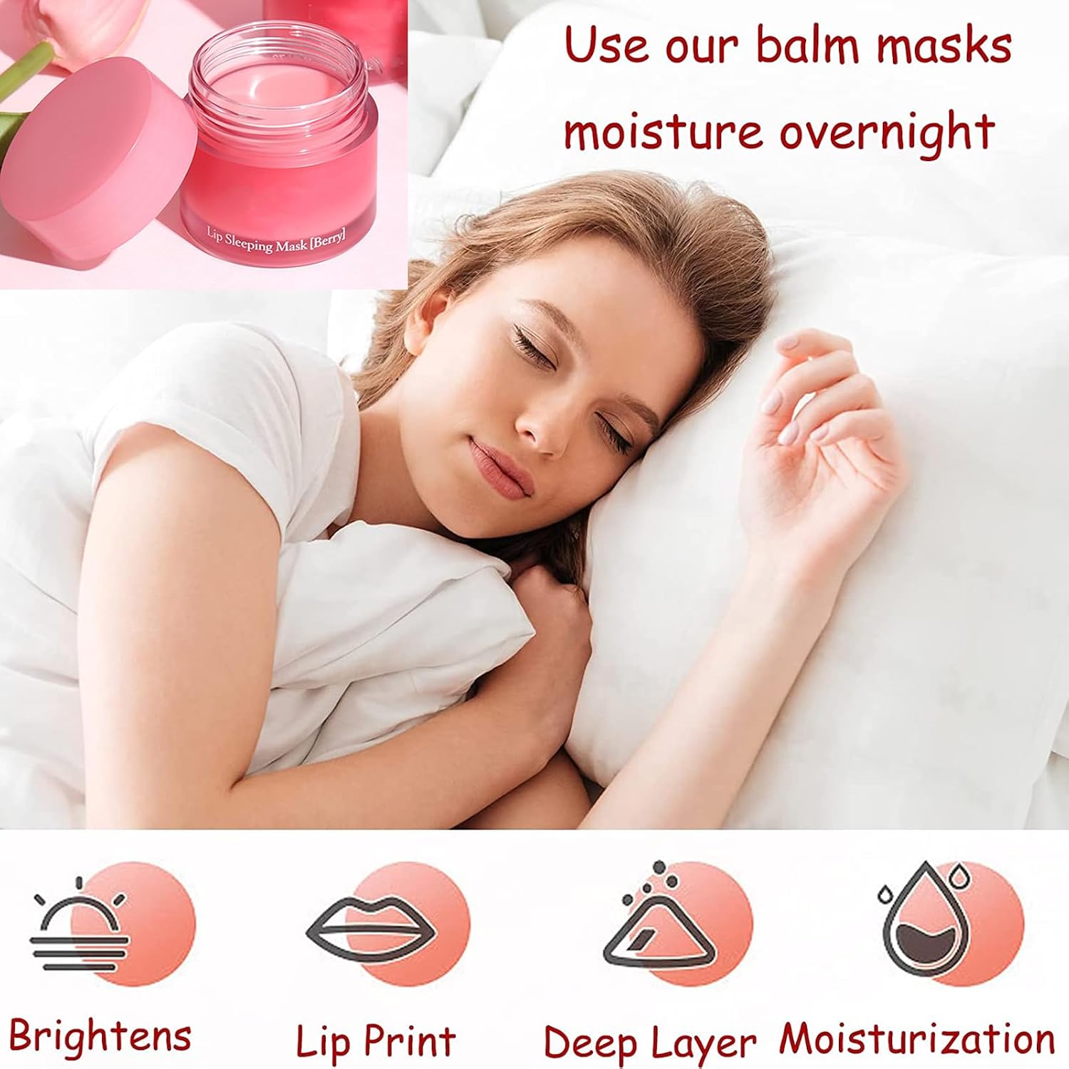 Lip Mask - Lip Sleeping Mask - Lip Sleep Mask Overnight Lip Skincare Lip Oils - Lip Moisturiser for Dry Chapped Peeling Cracked Lips Fades Lip Lines, Lip Balm for Moisture Lip Care Halalzen