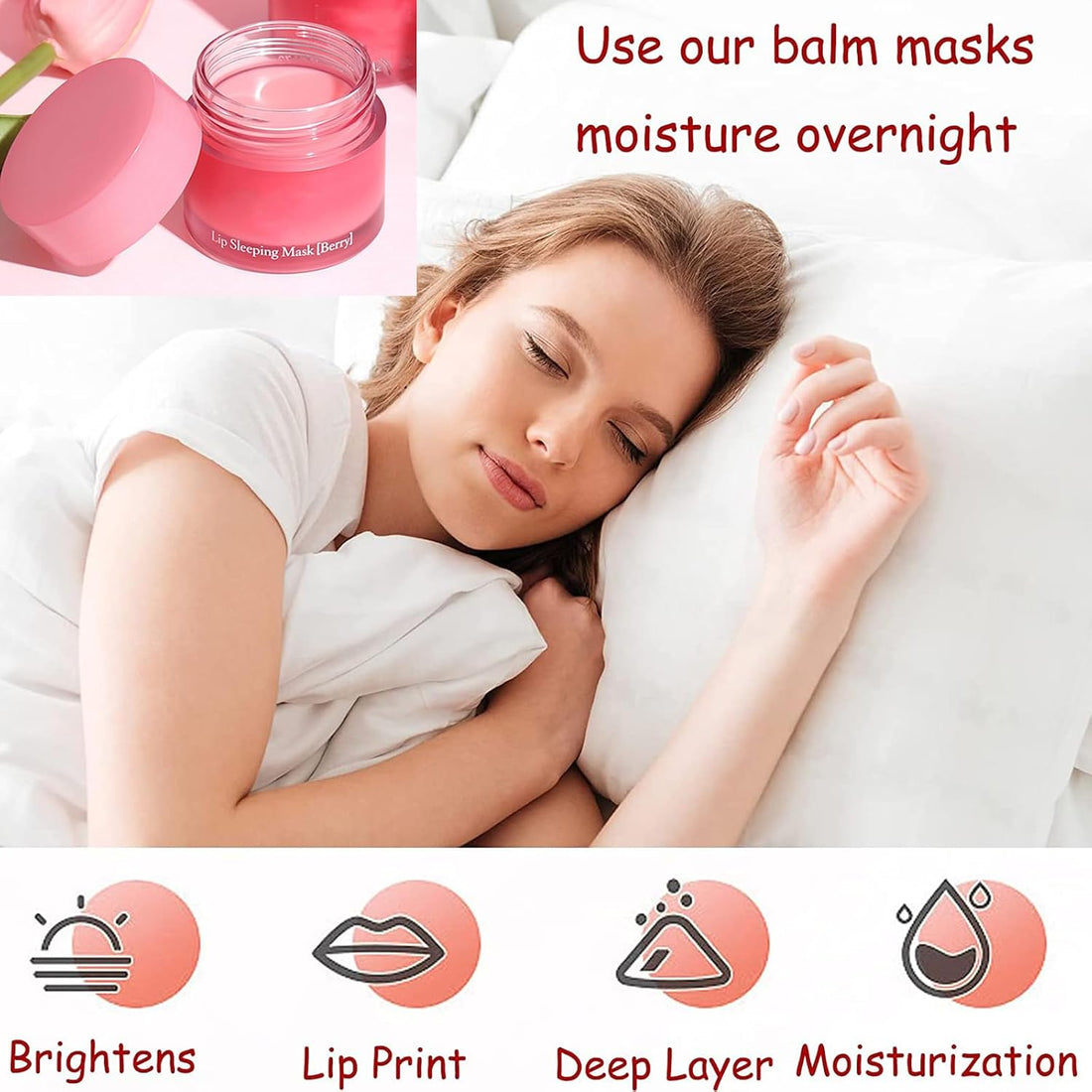 Lip Mask - Lip Sleeping Mask - Lip Sleep Mask Overnight Lip Skincare Lip Oils - Lip Moisturiser for Dry Chapped Peeling Cracked Lips Fades Lip Lines, Lip Balm for Moisture Lip Care Halalzen