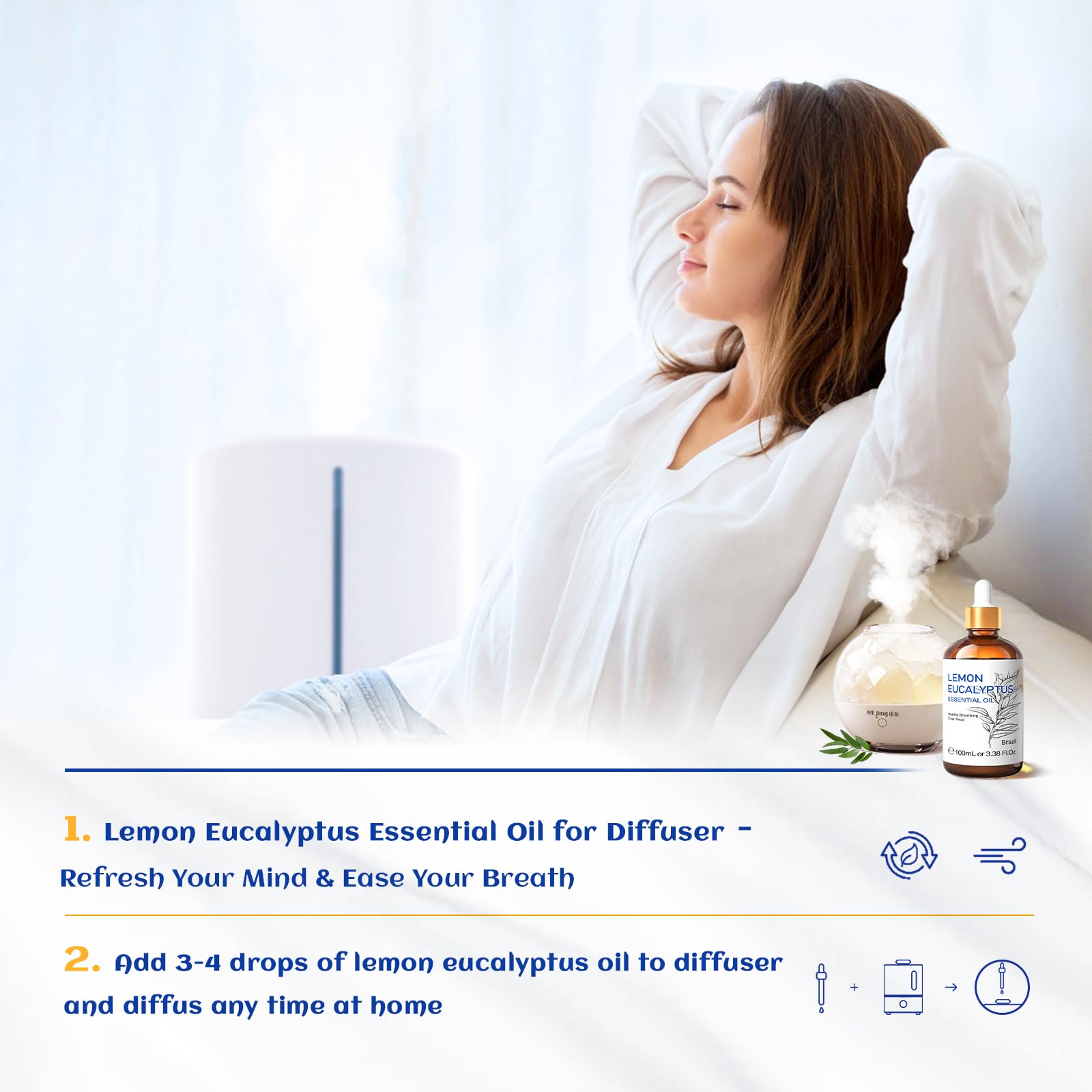 HIQILI 100ml Lavender Essential Oil Pure, 100% Natural Therapeutic Grade for Aromatherapy Diffuser, Skin Care, Hair, Includes Premium Quality Glass Dropper