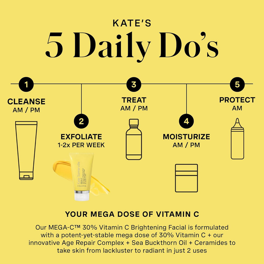 Kate Somerville Mega-C 30% Vitamin C Brightening Facial Mask – Clinic-Grade Treatment to Brighten, Even Skin Tone & Firm, 2 Fl Oz Halalzen