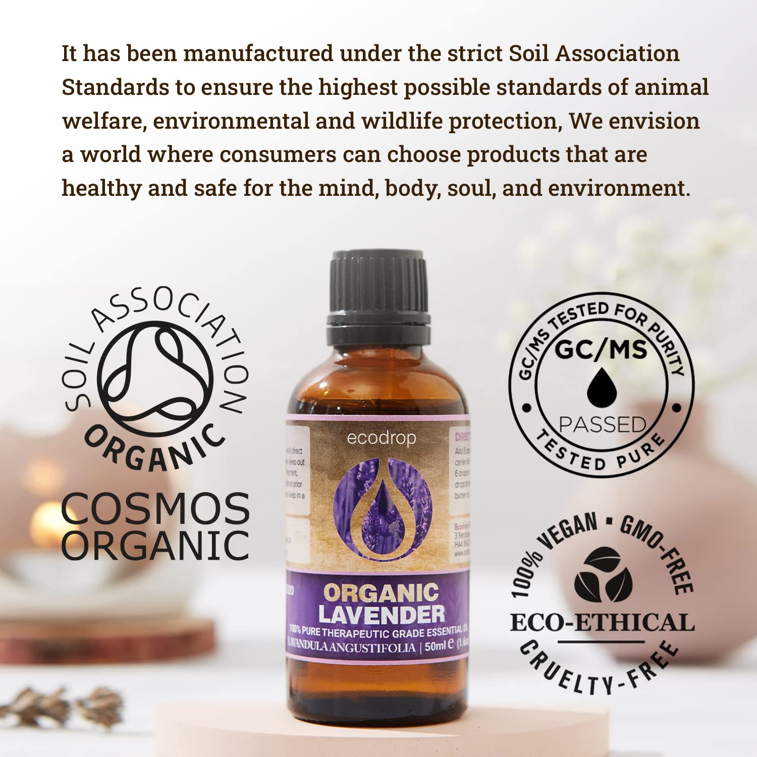 Ecodrop Tea Tree Essential Oil, 10 ml | 100% Pure Organic Steam-Distilled | Melaleuca Alternifolia | Aromatherapy, Diffuser, Massage, Bath, Soap & Candle Making | Australian Fresh Aroma