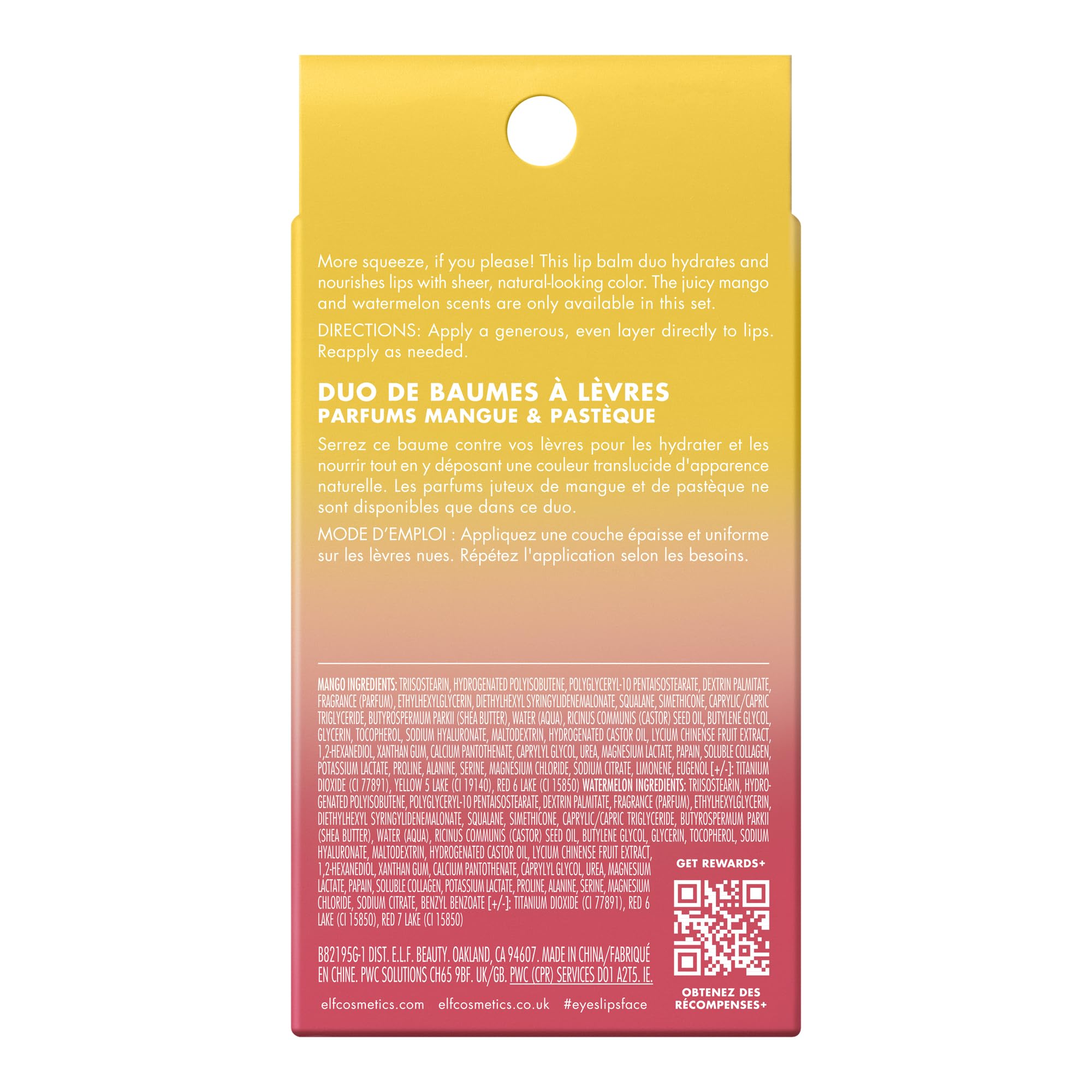 e.l.f. Squeeze Me Lip Balm, Moisturising Lip Balm For A Sheer Tint Of Colour, Infused With Hyaluronic Acid, Vegan & Cruelty-free, Strawberry
